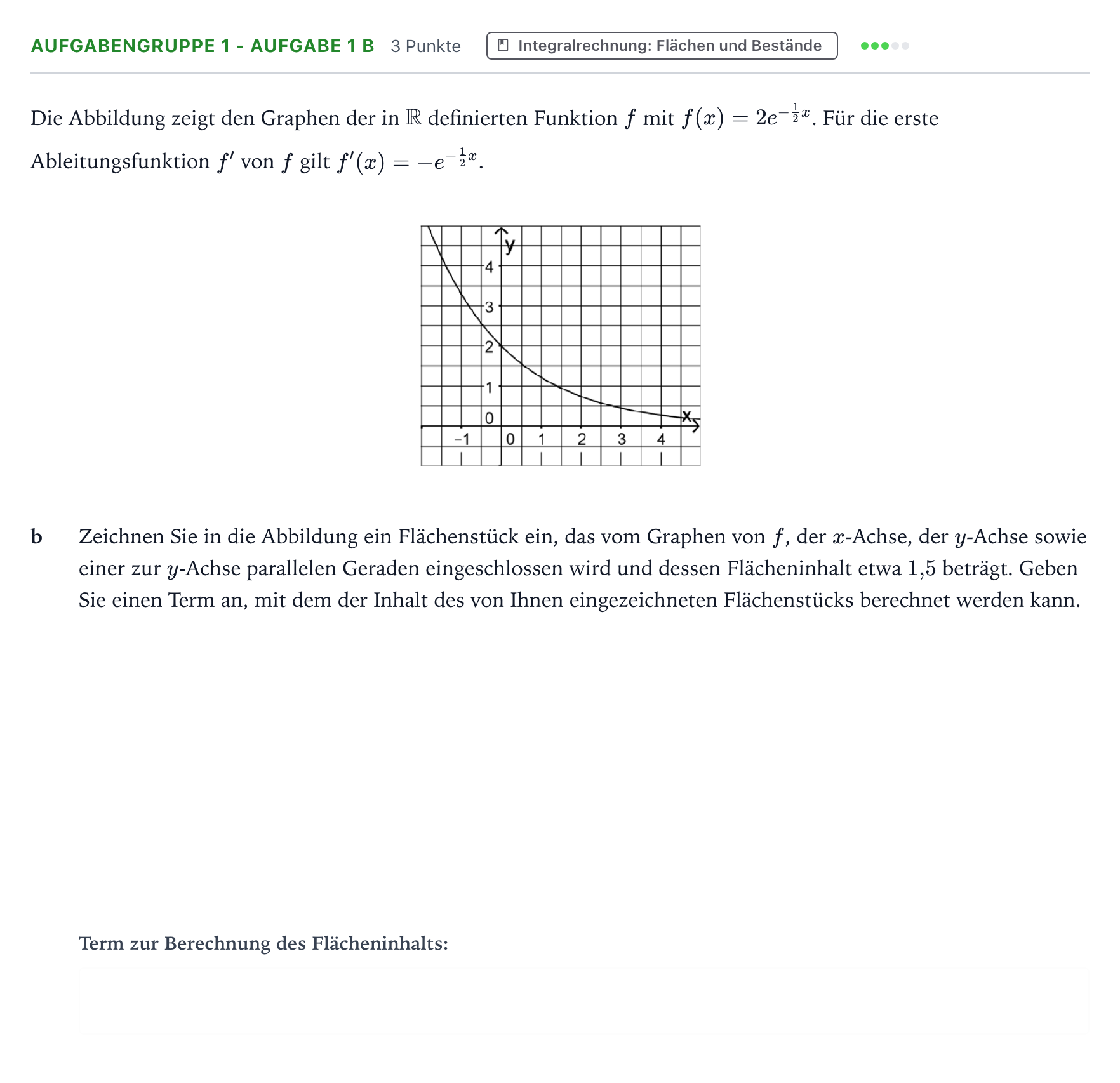 Aufgabenstellung: Aufgabengruppe 1 - Aufgabe 1 b · Abitur NRW Mathematik GK · Teil A · Analysis 2017