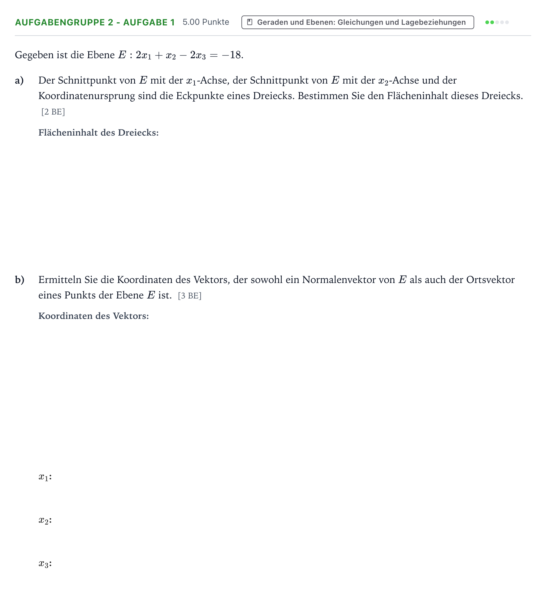 Aufgabenstellung: Aufgabengruppe 2 - Aufgabe 1 · Abitur NRW Mathematik LK · Teil A · Analytische Geometrie 2017