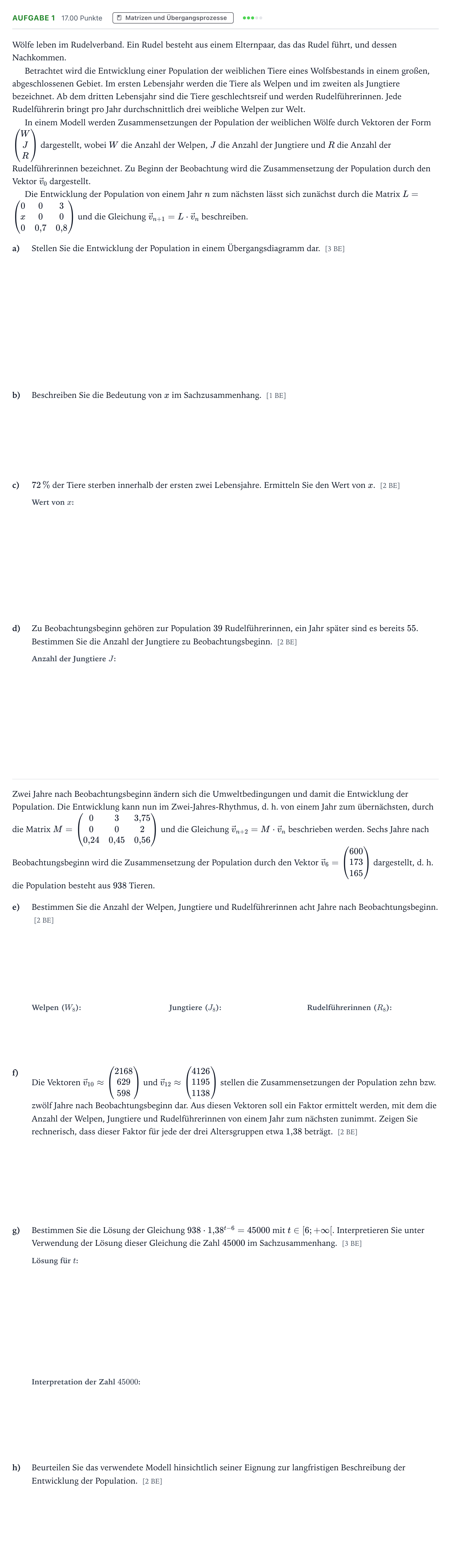 Aufgabenstellung: Aufgabe 1 · Abitur NRW Mathematik LK · Teil B · Lineare Algebra (WTR) 2017