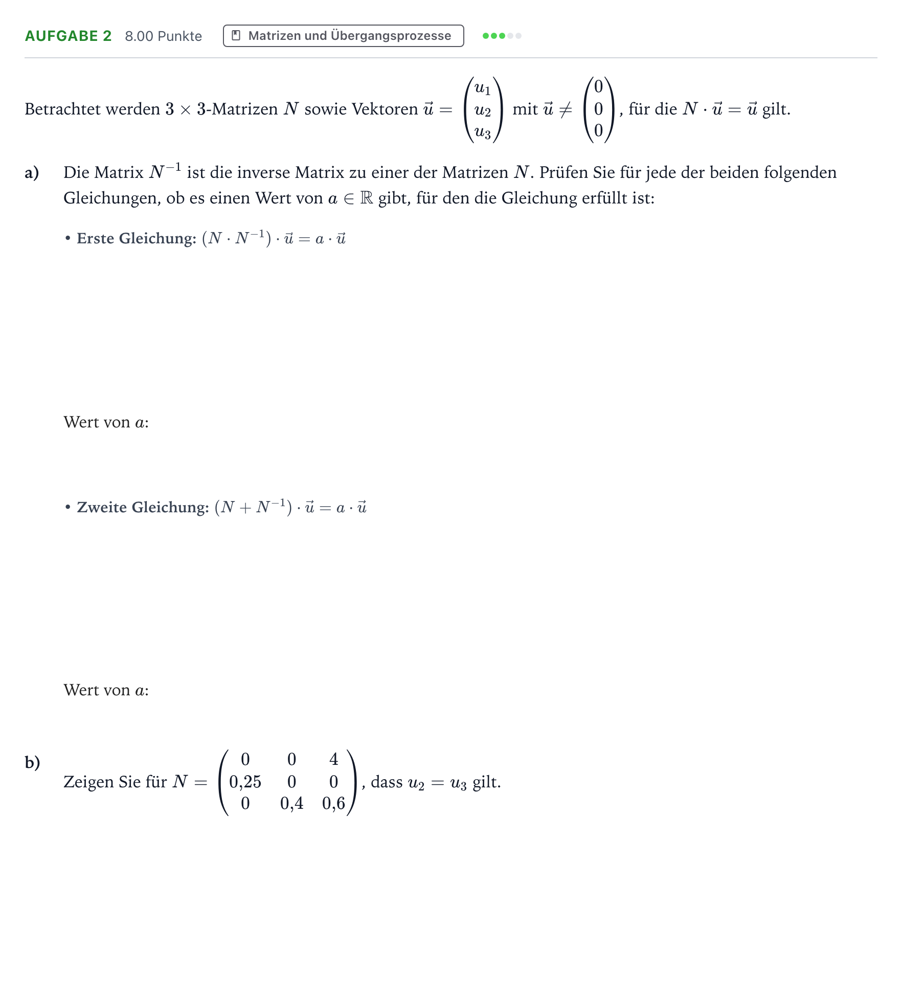 Aufgabenstellung: Aufgabe 2 · Abitur NRW Mathematik LK · Teil B · Lineare Algebra (WTR) 2017