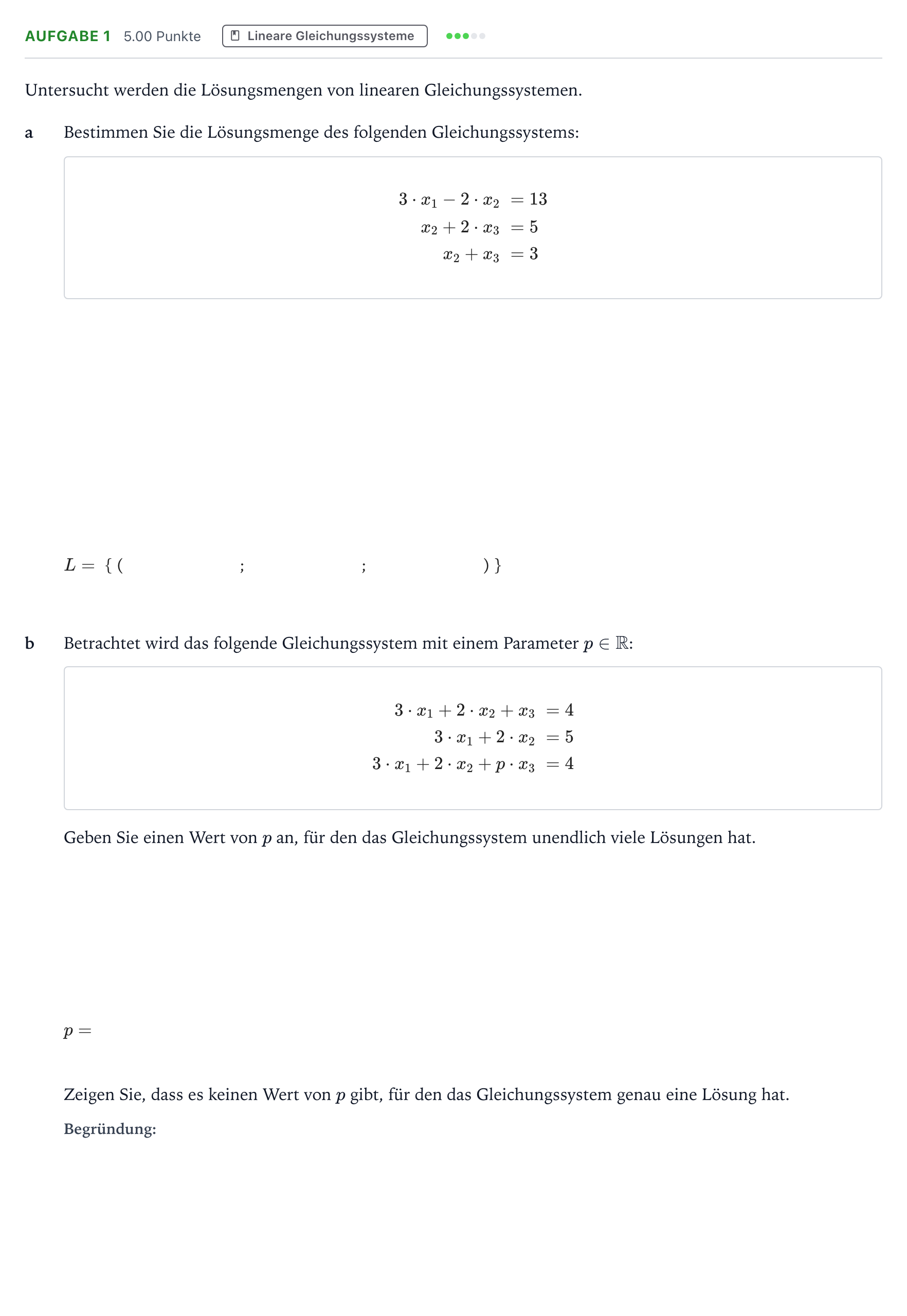 Aufgabenstellung: Aufgabe 1 · Abitur NRW Mathematik LK · Teil A · Lineare Algebra 2017