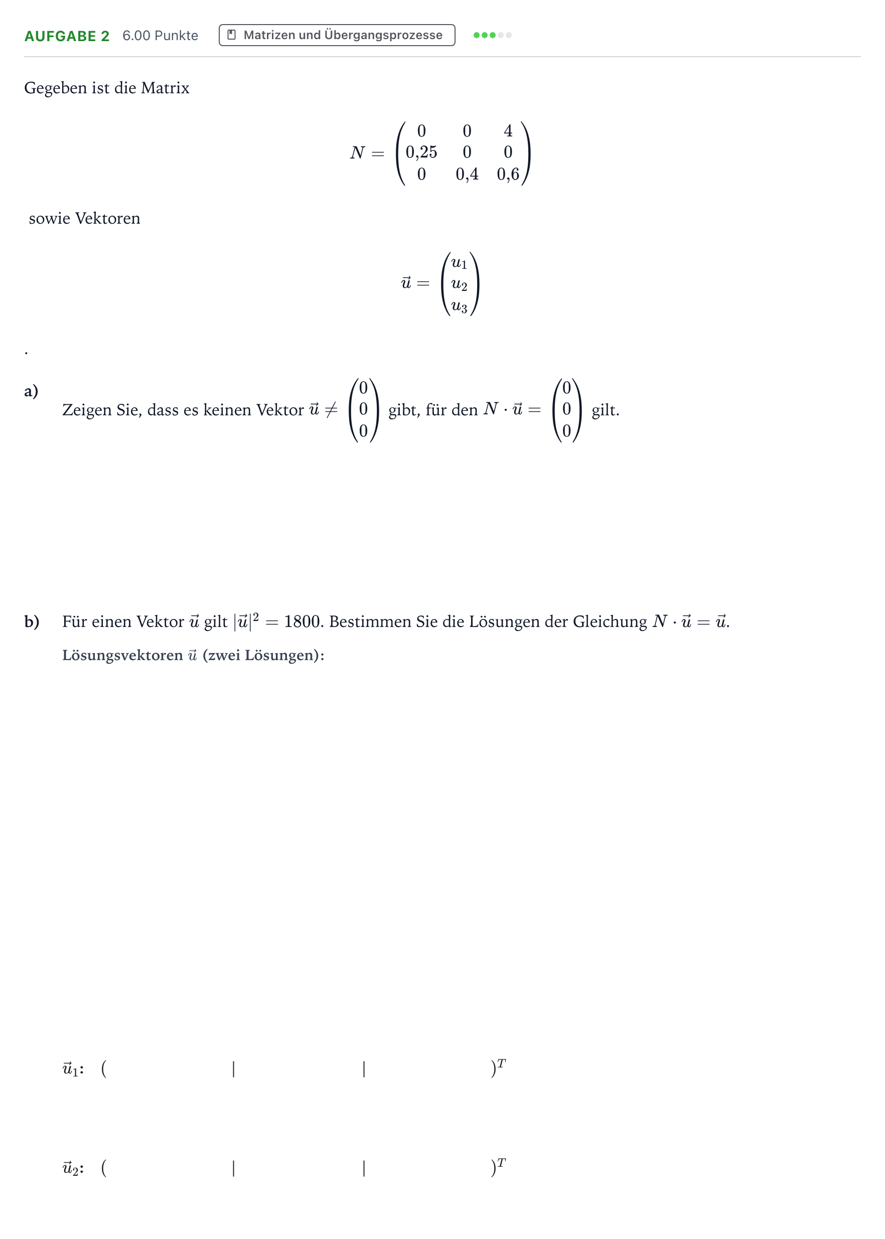 Aufgabenstellung: Aufgabe 2 · Abitur NRW Mathematik GK · Teil B · Lineare Algebra (CAS) 2017