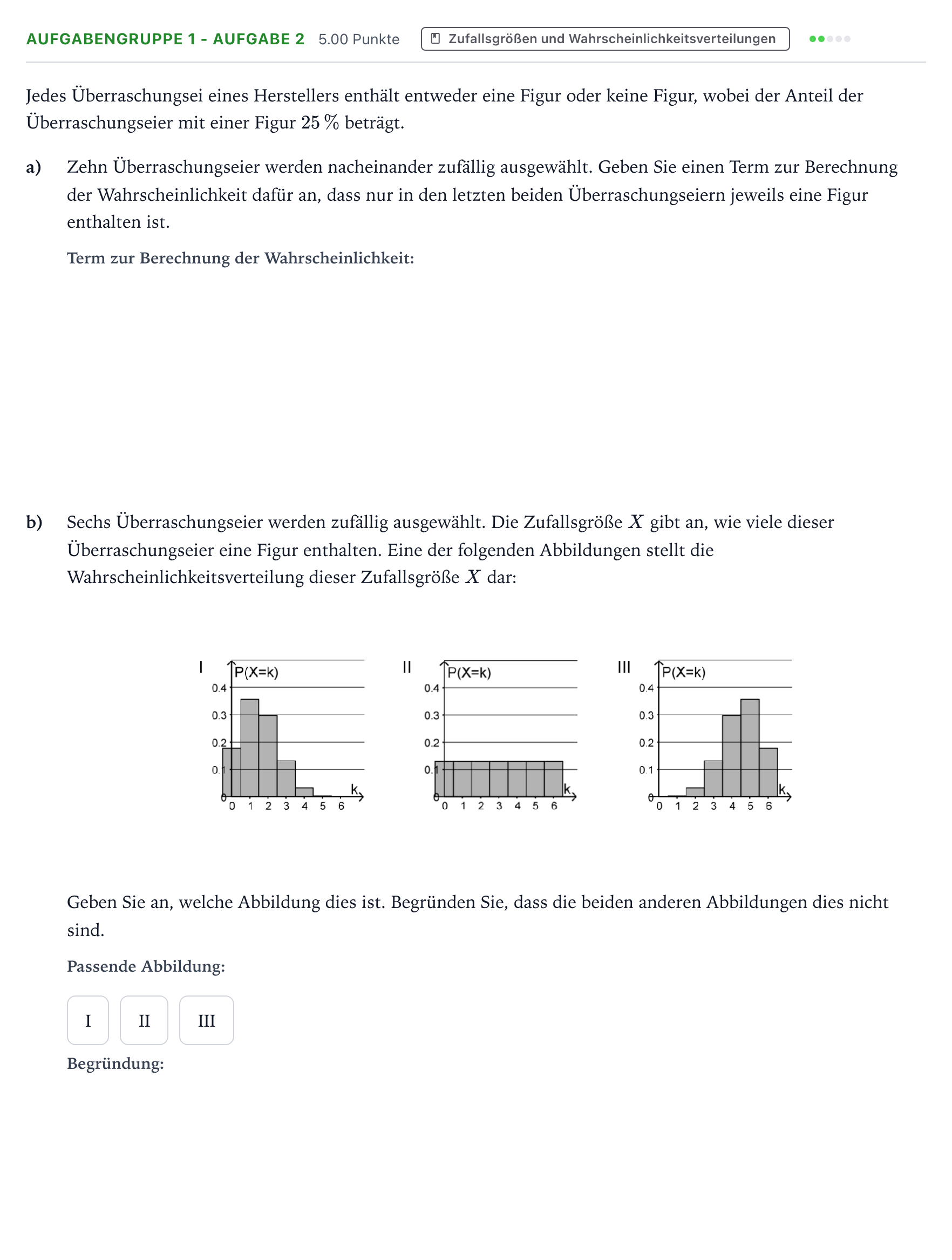 Aufgabenstellung: Aufgabengruppe 1 - Aufgabe 2 · Abitur NRW Mathematik LK · Teil A · Stochastik 2017