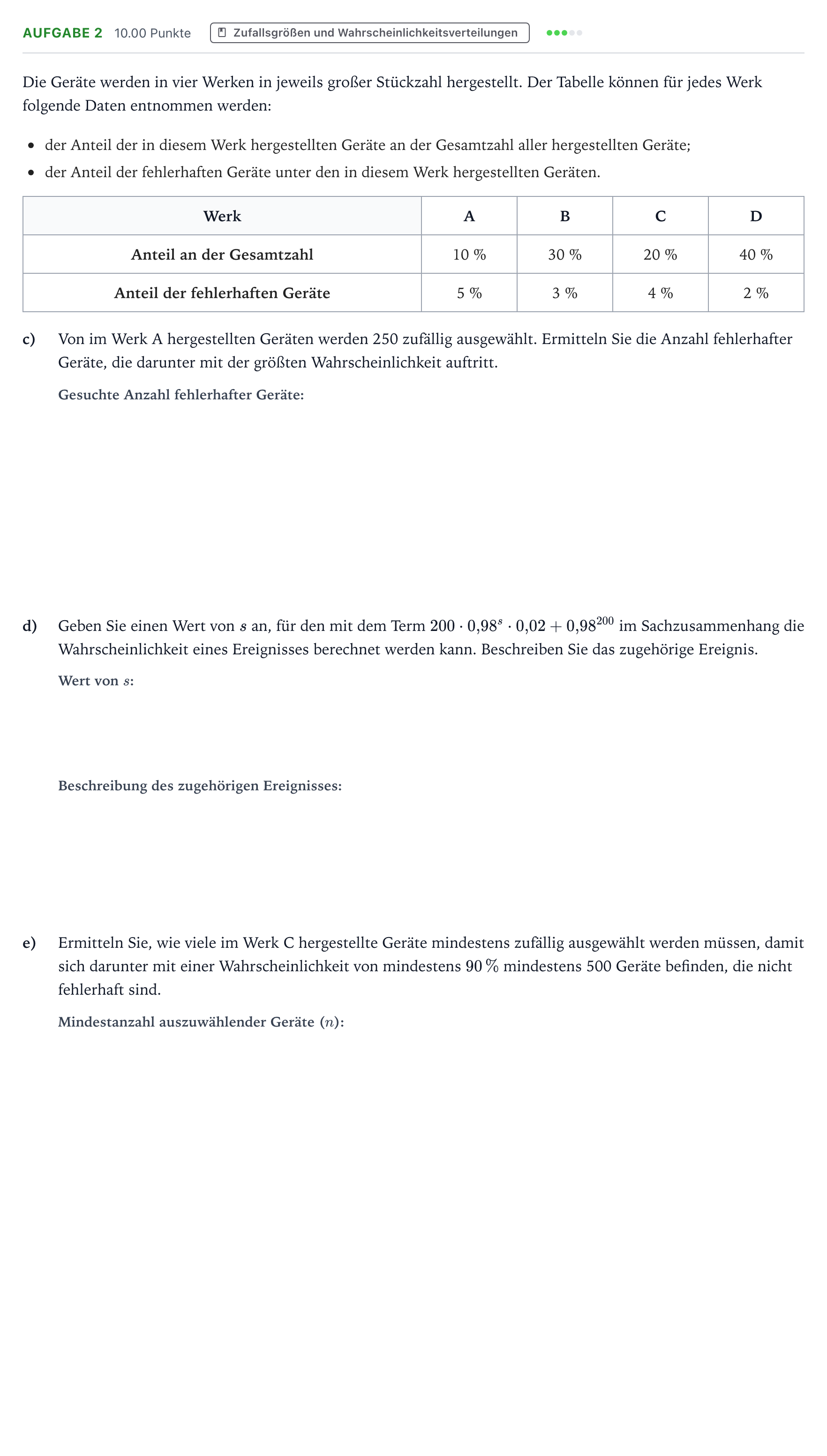 Aufgabenstellung: Aufgabe 2 - Zufallsgrößen und Wahrscheinlichkeitsverteilu… · Abitur NRW Mathematik GK · Teil B · Stochastik (CAS) 2017