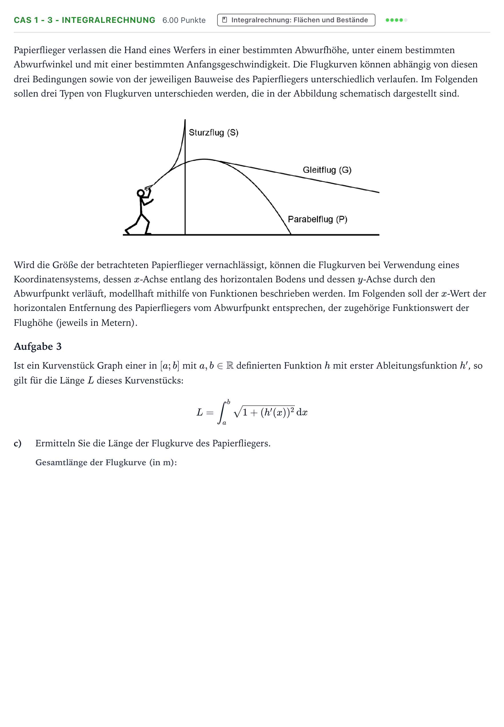 Aufgabenstellung: Aufgabe CAS 1 - 3 - Integralrechnung · Abitur NRW Mathematik LK · Teil B · Analysis (CAS) 2018