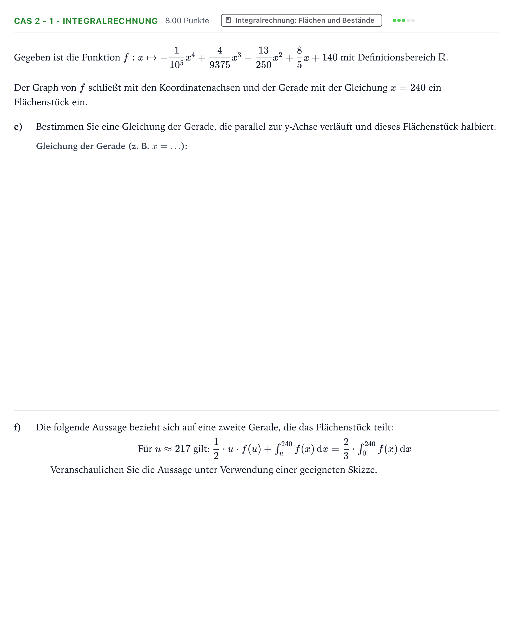 Aufgabenstellung: Aufgabe CAS 2 - 1 - Integralrechnung · Abitur NRW Mathematik LK · Teil B · Analysis (CAS) 2018