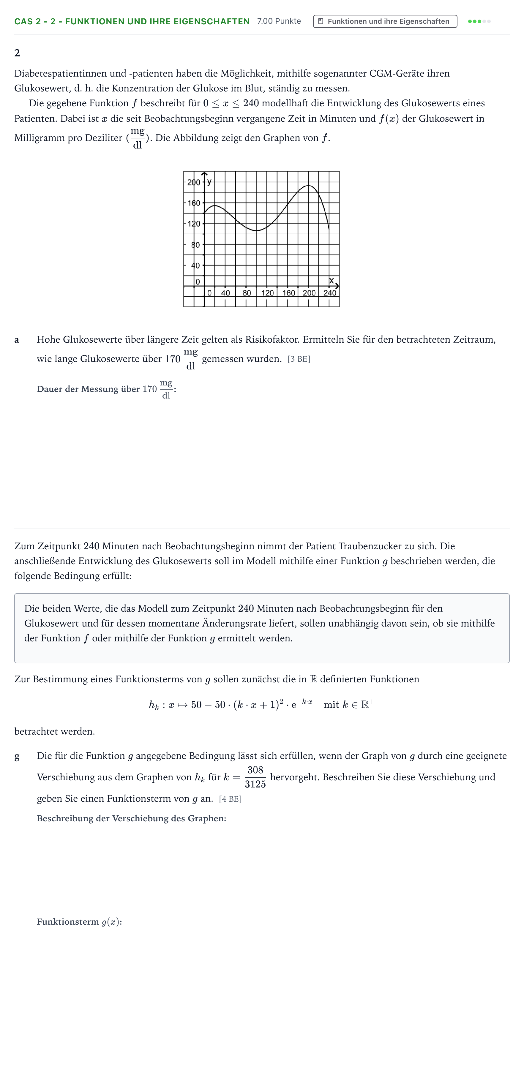 Aufgabenstellung: Aufgabe CAS 2 - 2 - Funktionen und ihre Eigenschaften · Abitur NRW Mathematik LK · Teil B · Analysis (CAS) 2018