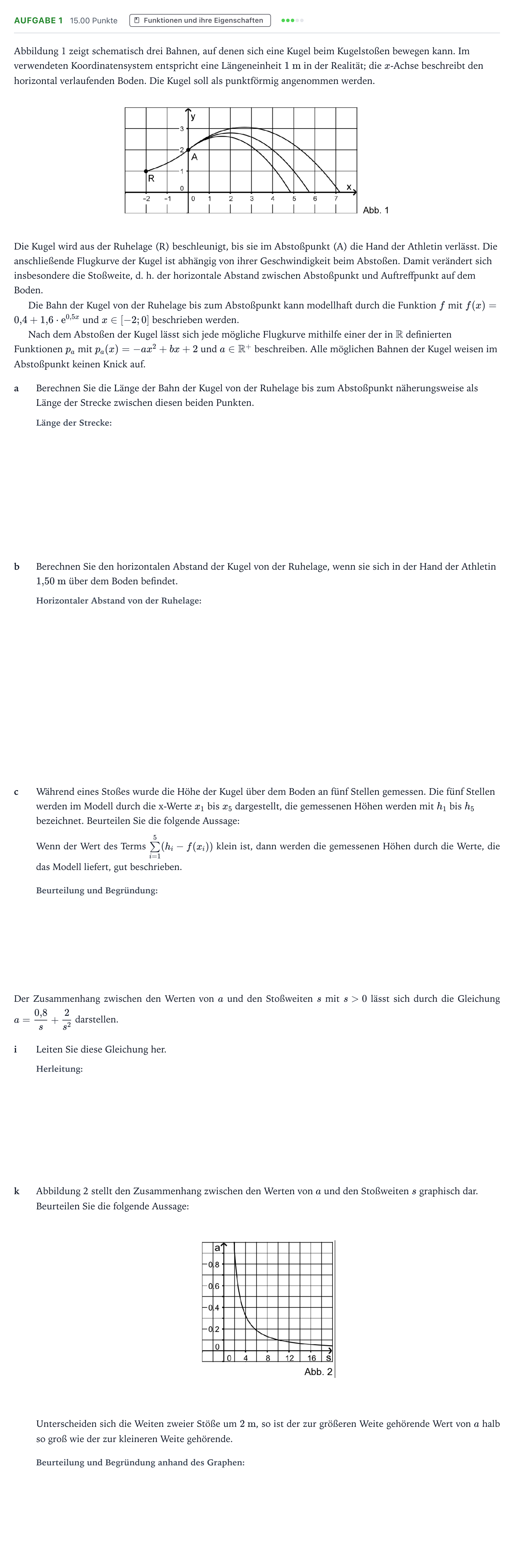 Aufgabenstellung: Aufgabe 1 - Funktionen und ihre Eigenschaften · Abitur NRW Mathematik LK · Teil B · Analysis (WTR) 2018