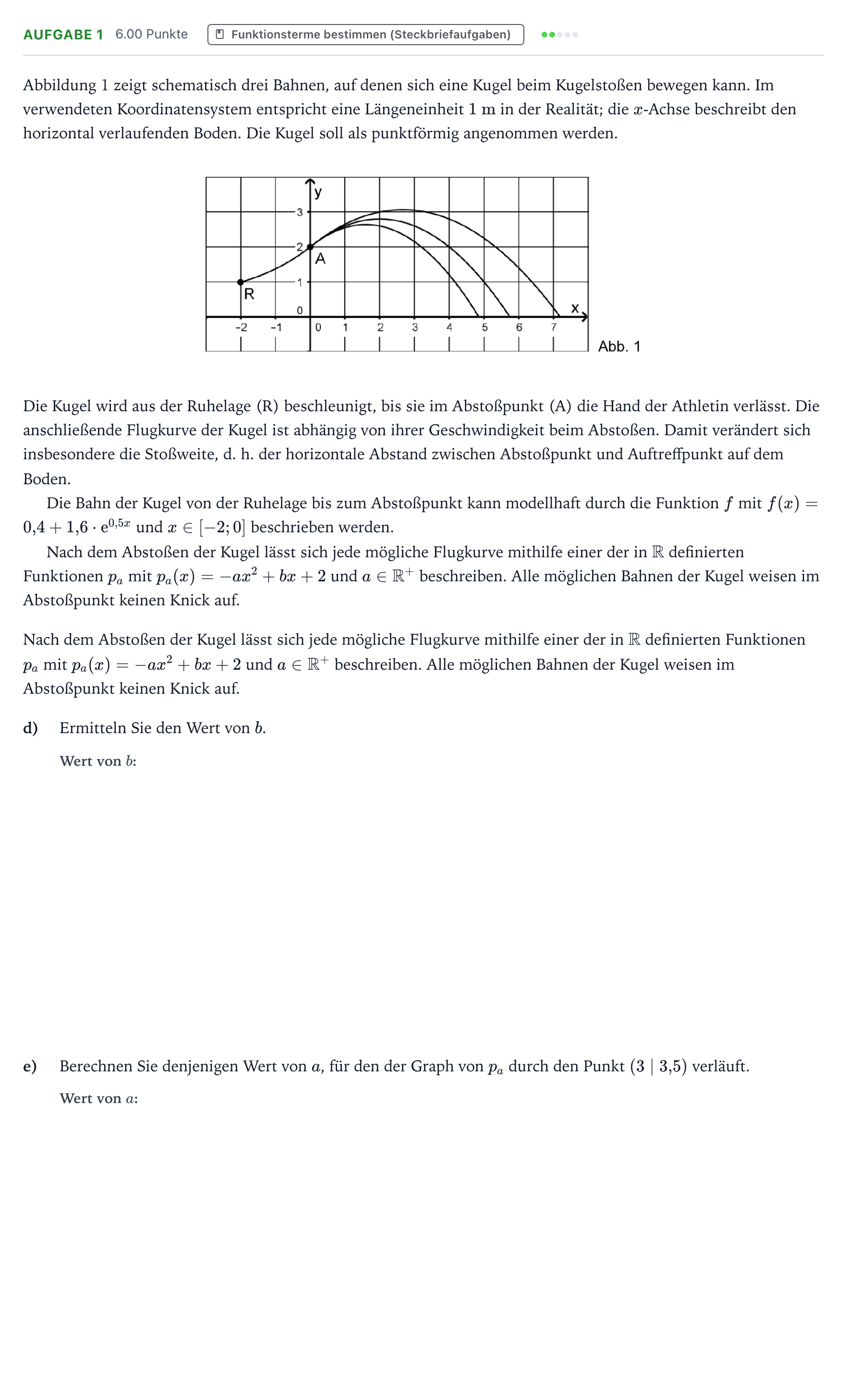 Aufgabenstellung: Aufgabe 1 - Funktionsterme bestimmen · Abitur NRW Mathematik LK · Teil B · Analysis (WTR) 2018