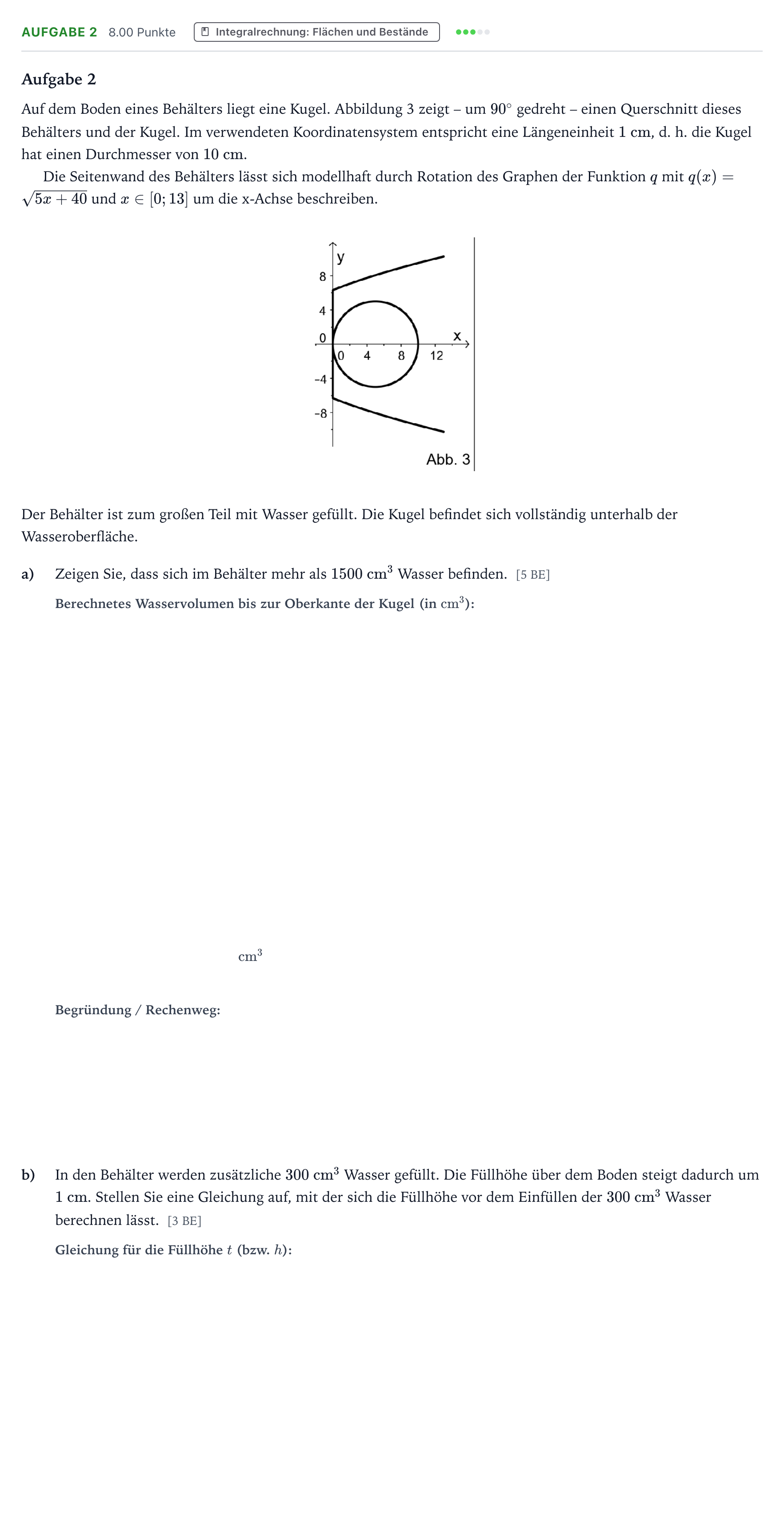 Aufgabenstellung: Aufgabe 2 · Abitur NRW Mathematik LK · Teil B · Analysis (WTR) 2018