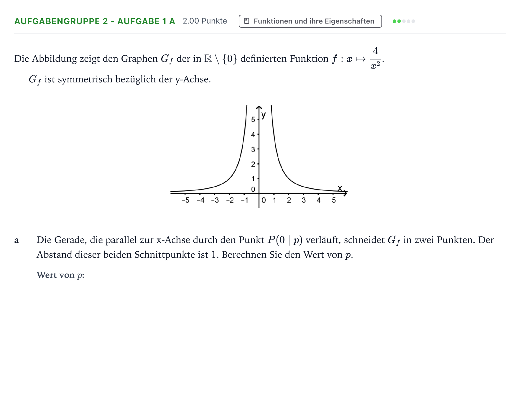 Aufgabenstellung: Aufgabengruppe 2 - Aufgabe 1 a · Abitur NRW Mathematik LK · Teil A · Analysis 2018
