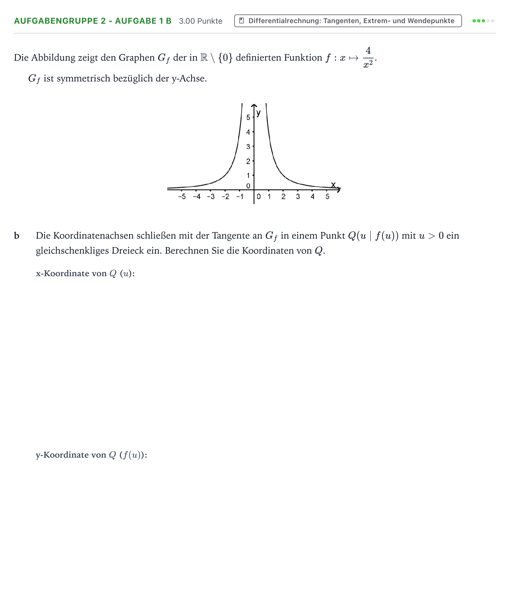 Aufgabenstellung: Aufgabengruppe 2 - Aufgabe 1 b · Abitur NRW Mathematik LK · Teil A · Analysis 2018