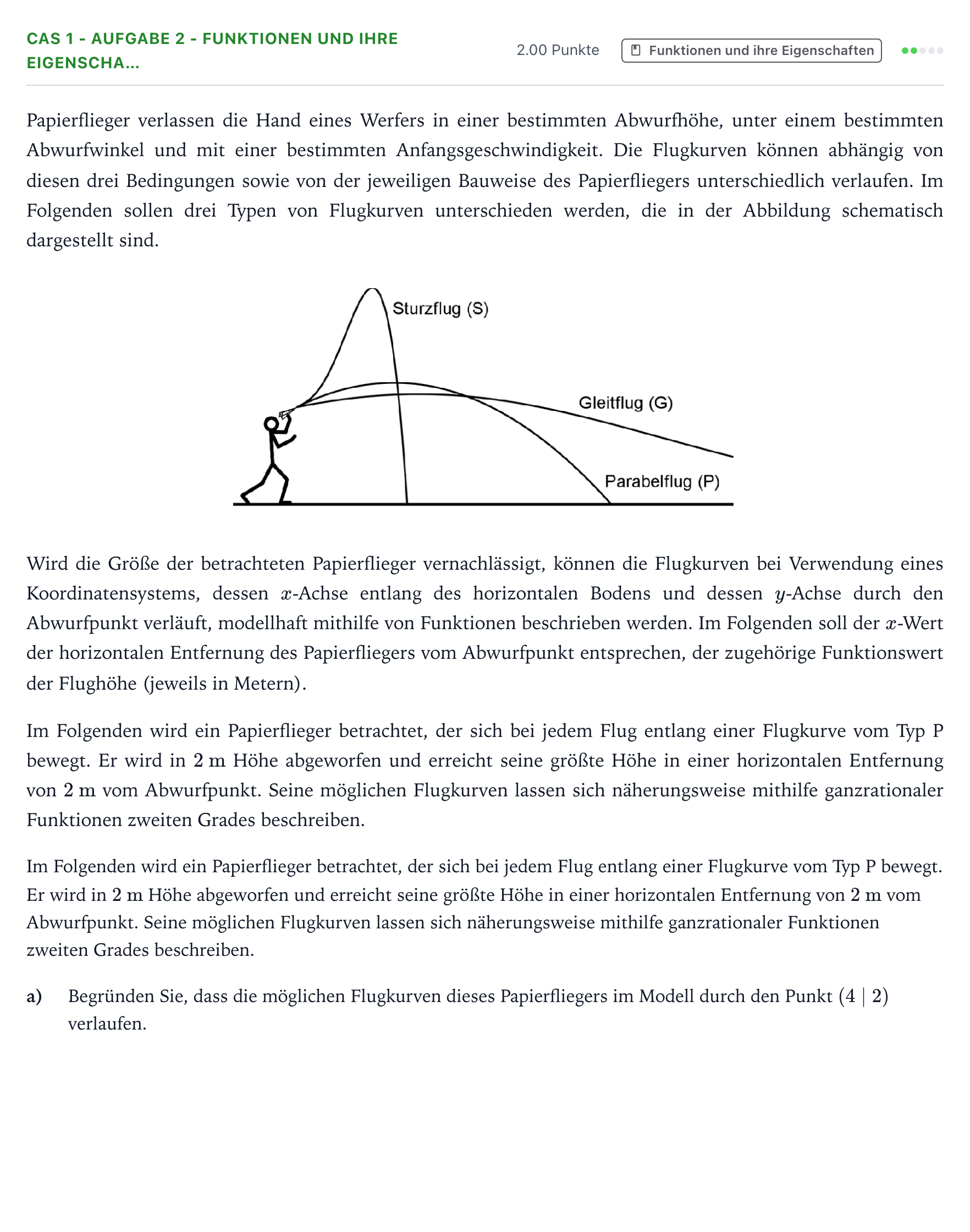 Aufgabenstellung: Aufgabe CAS 1 - Aufgabe 2 - Funktionen und ihre Eigenscha… · Abitur NRW Mathematik GK · Teil B · Analysis (CAS) 2018