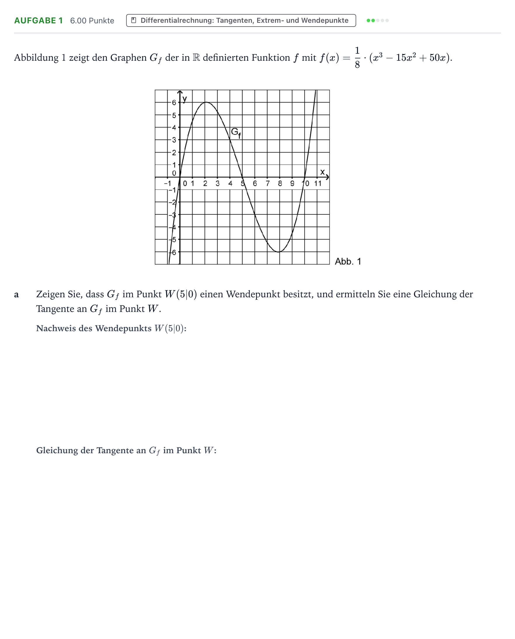 Aufgabenstellung: Aufgabe 1 - Differentialrechnung · Abitur NRW Mathematik GK · Teil B · Analysis (WTR) 2018