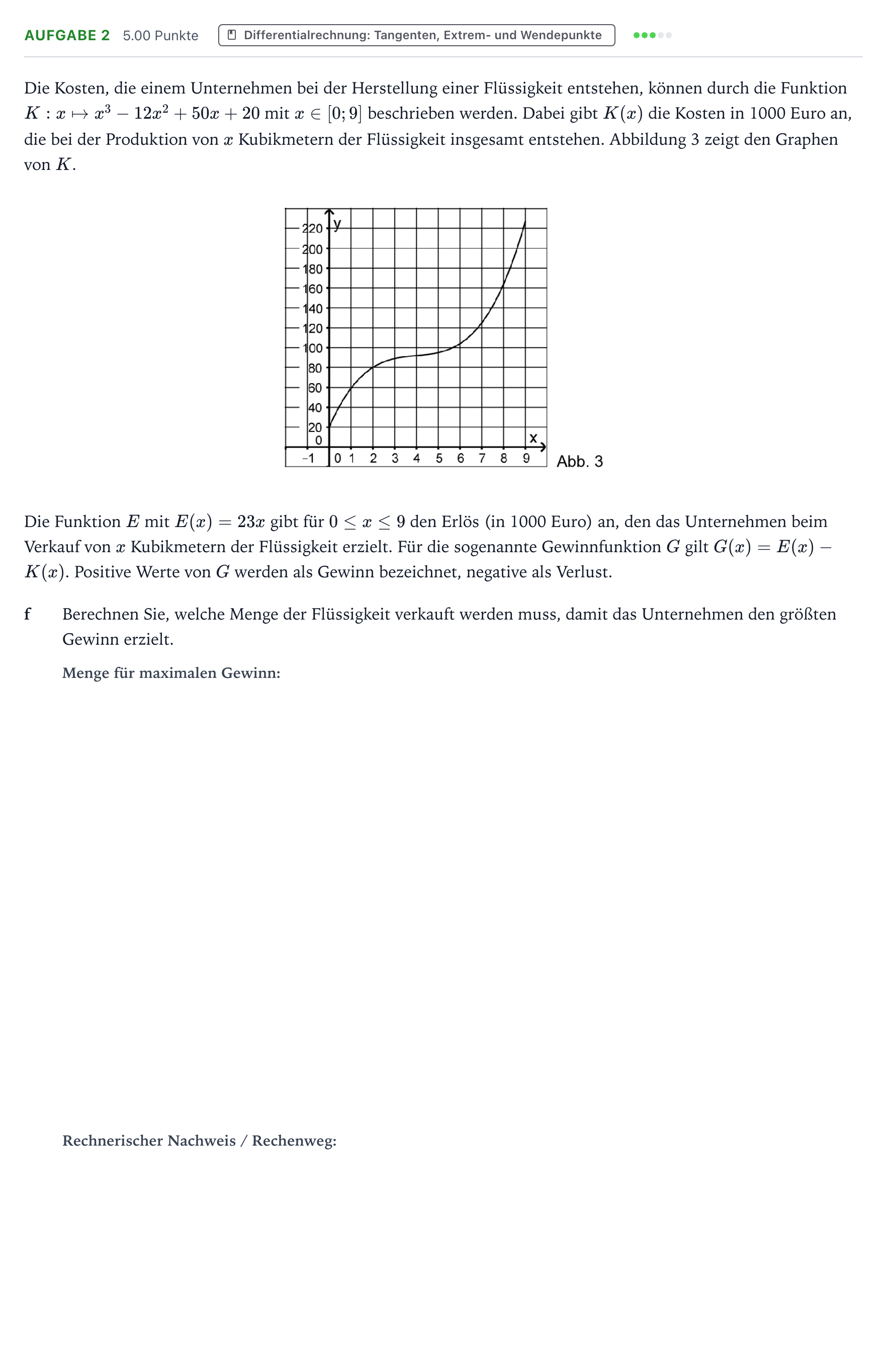 Aufgabenstellung: Aufgabe 2 - Differentialrechnung · Abitur NRW Mathematik GK · Teil B · Analysis (WTR) 2018