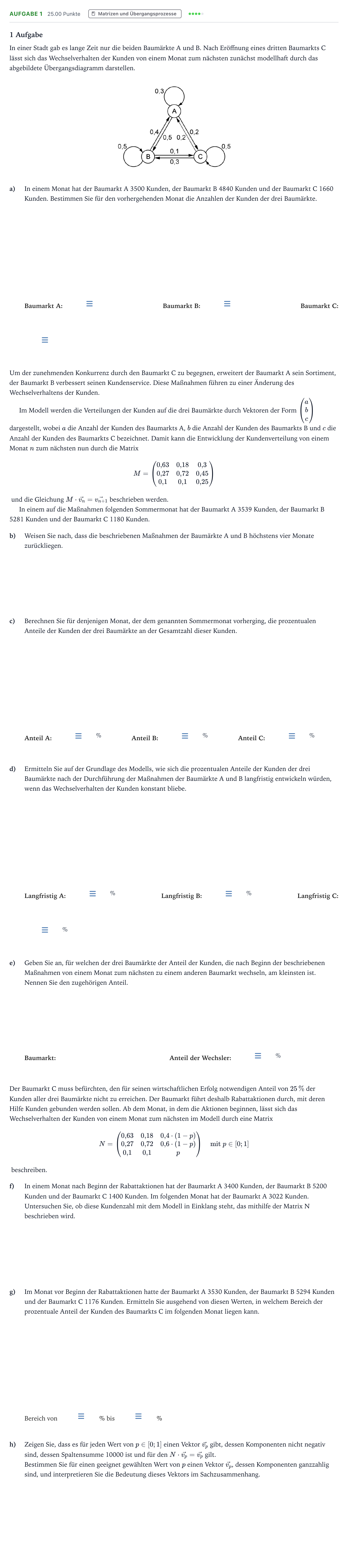 Aufgabenstellung: Aufgabe 1 · Abitur NRW Mathematik LK · Teil B · Lineare Algebra (CAS) 2018