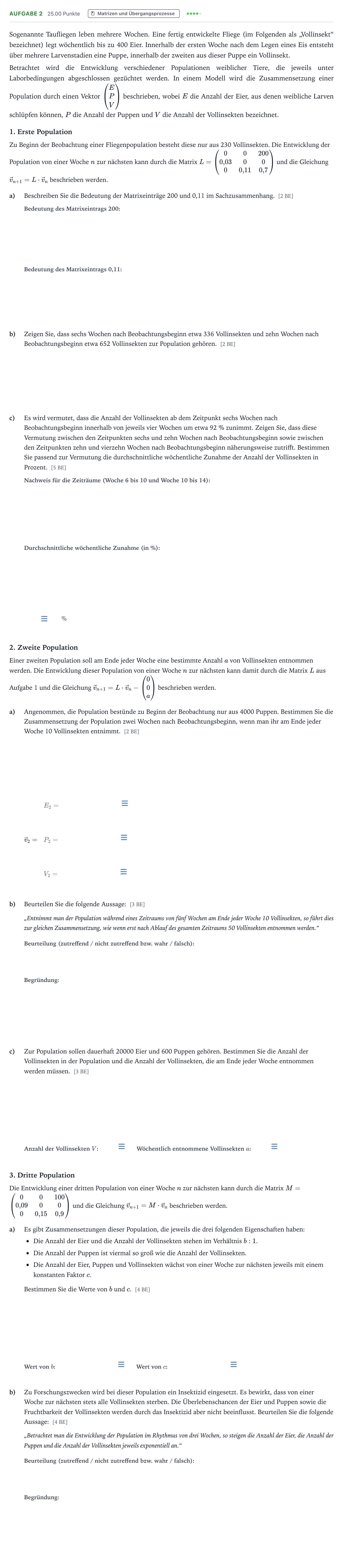 Aufgabenstellung: Aufgabe 2 · Abitur NRW Mathematik LK · Teil B · Lineare Algebra (CAS) 2018