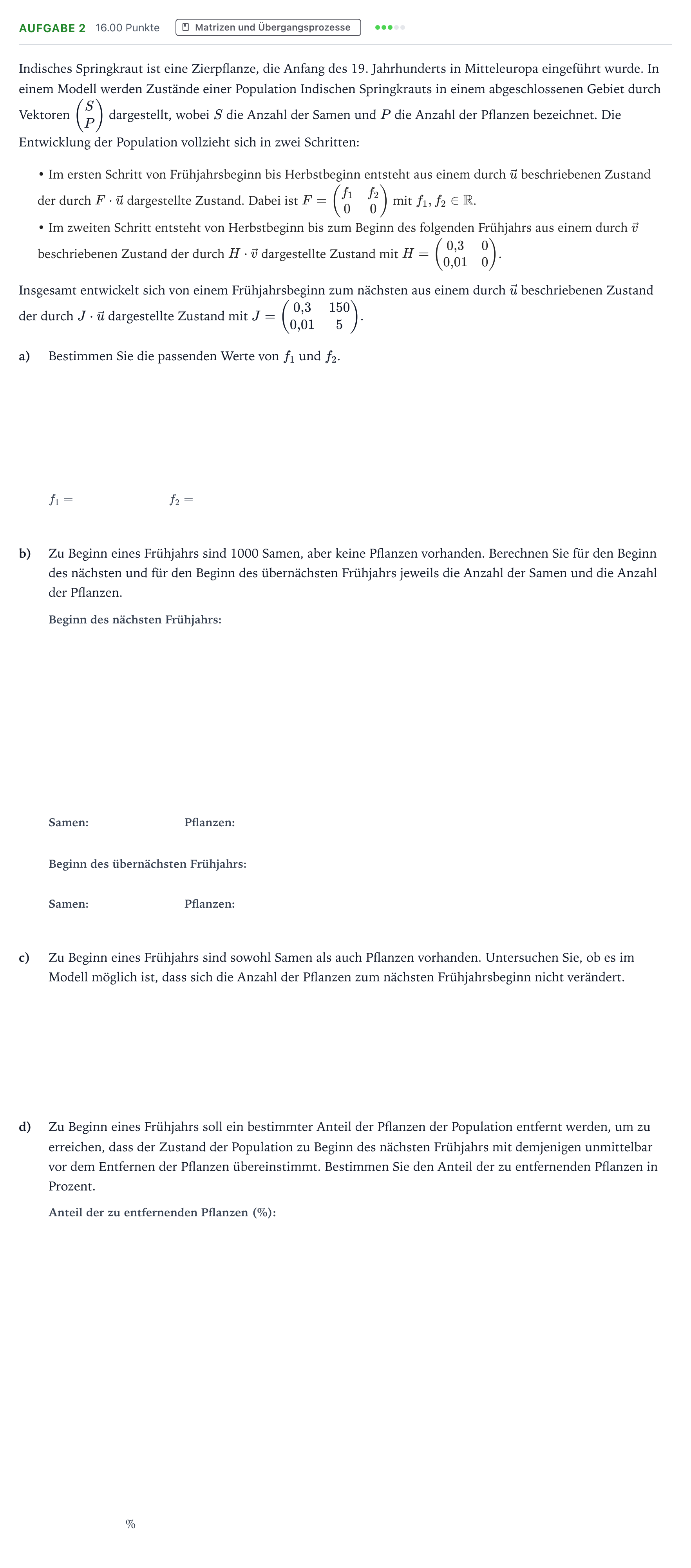 Aufgabenstellung: Aufgabe 2 · Abitur NRW Mathematik LK · Teil B · Lineare Algebra (WTR) 2018