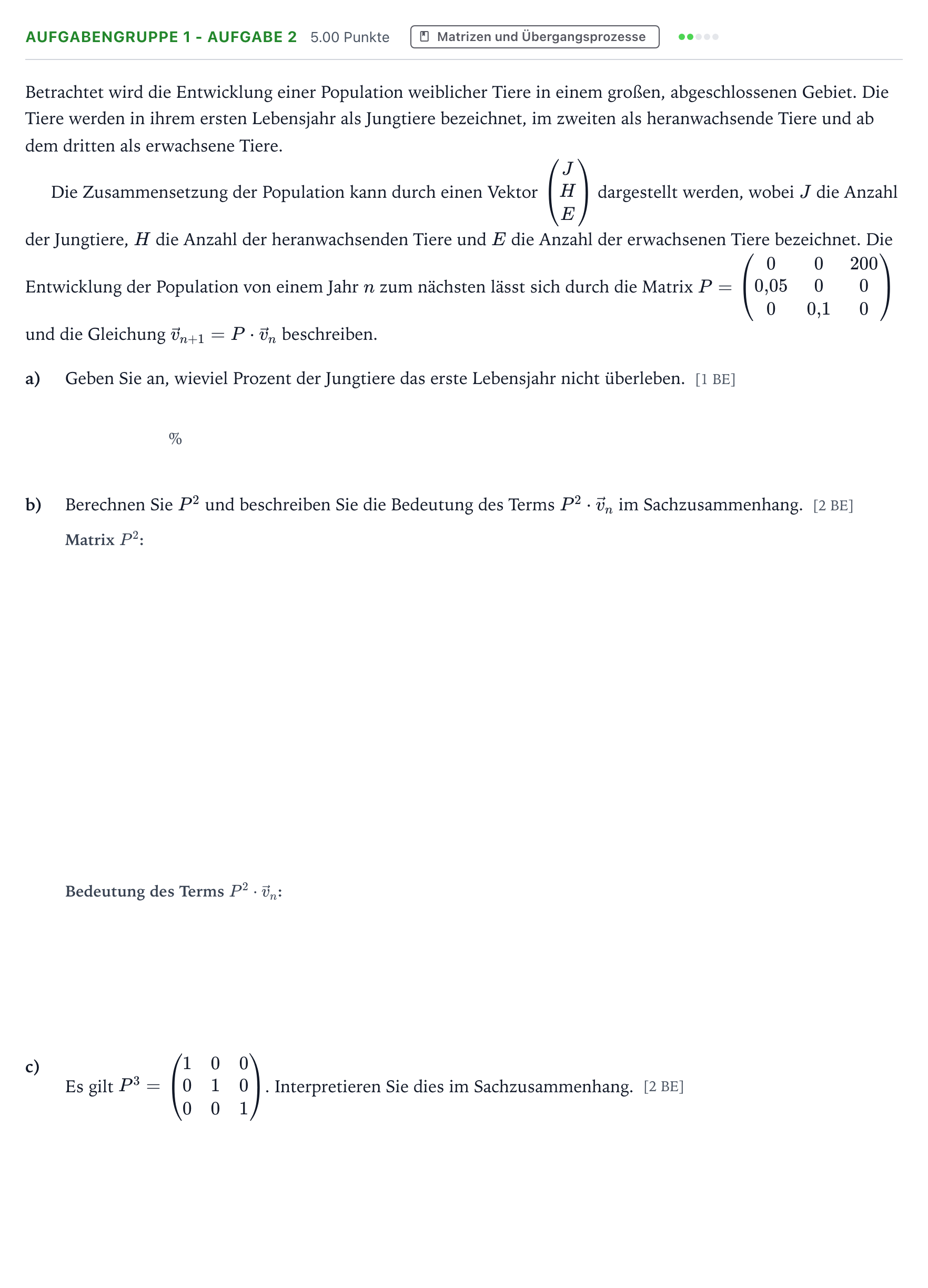 Aufgabenstellung: Aufgabengruppe 1 - Aufgabe 2 · Abitur NRW Mathematik GK · Teil A · Lineare Algebra 2018