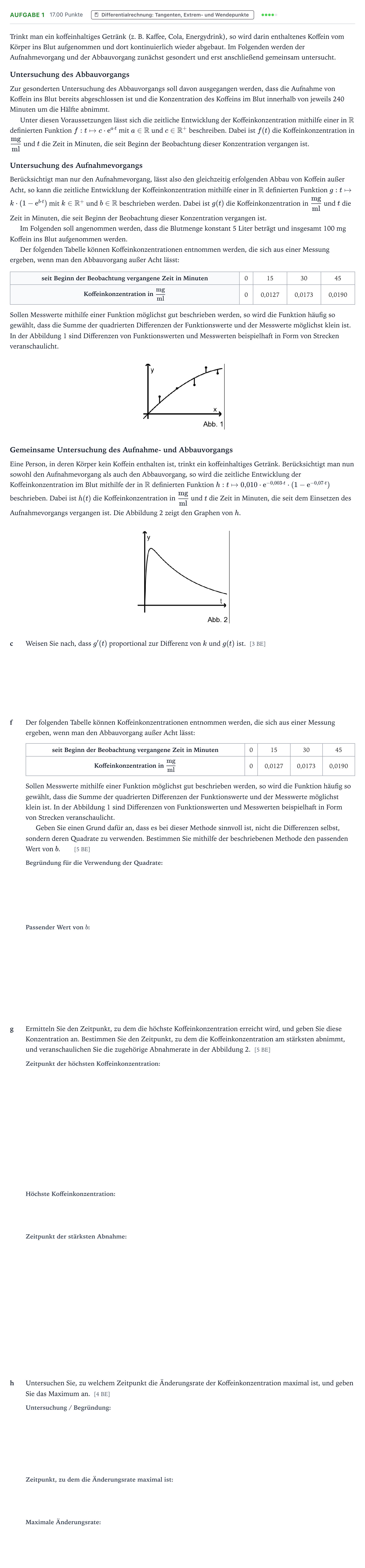 Aufgabenstellung: Aufgabe 1 - Differentialrechnung · Abitur NRW Mathematik LK · Teil B · Analysis (CAS) 2019