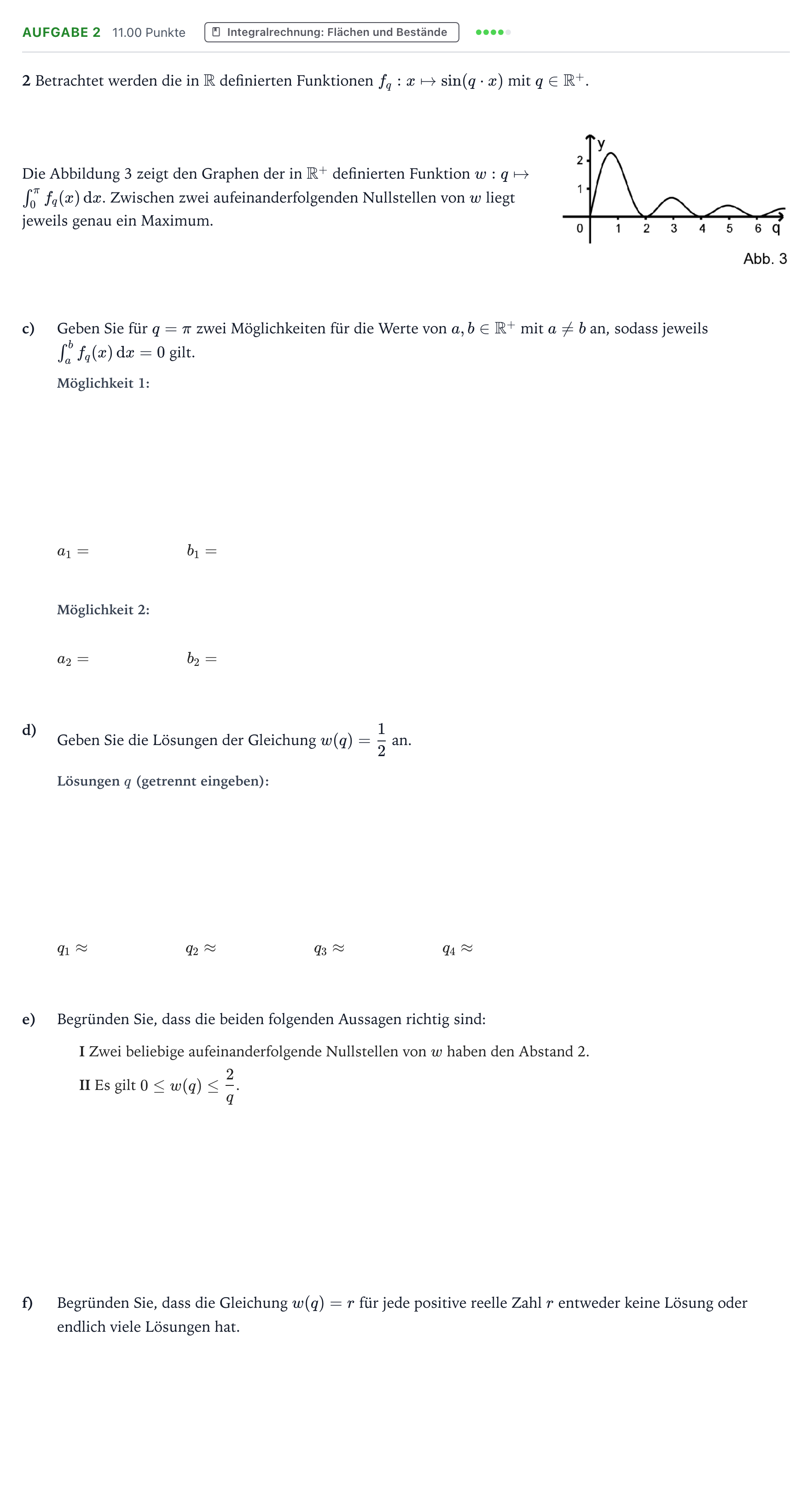 Aufgabenstellung: Aufgabe 2 - Integralrechnung · Abitur NRW Mathematik LK · Teil B · Analysis (CAS) 2019
