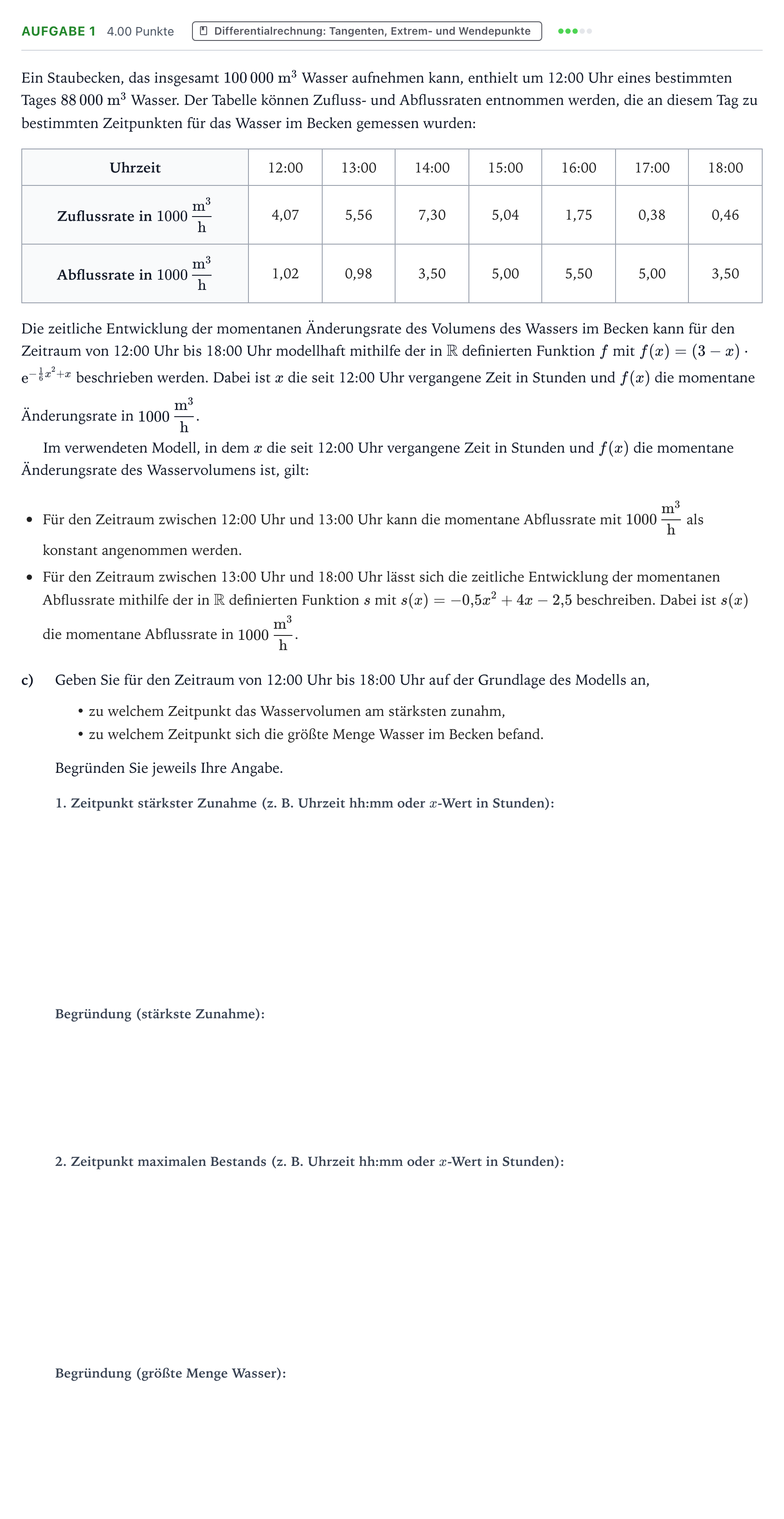 Aufgabenstellung: Aufgabe 1 - Differentialrechnung · Abitur NRW Mathematik LK · Teil B · Analysis (CAS) 2019