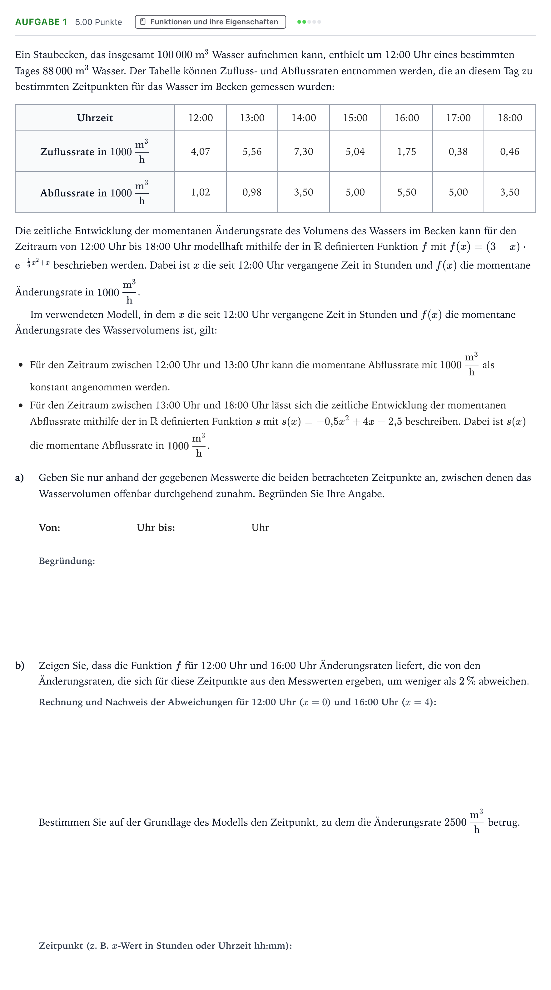 Aufgabenstellung: Aufgabe 1 - Funktionen und ihre Eigenschaften · Abitur NRW Mathematik LK · Teil B · Analysis (CAS) 2019