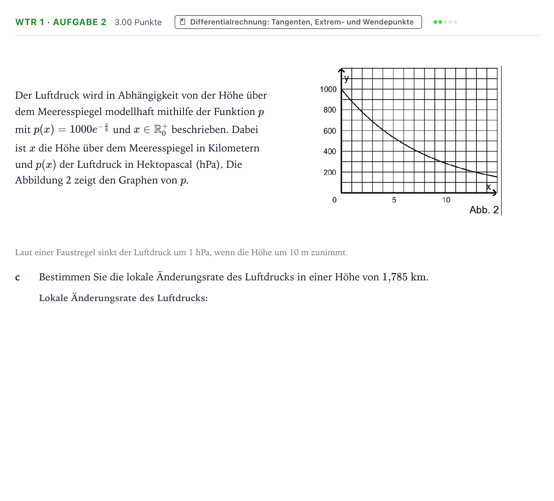 Aufgabenstellung: Aufgabe WTR 1 · Aufgabe 2 - Differentialrechnung · Abitur NRW Mathematik LK · Teil B · Analysis (WTR) 2019