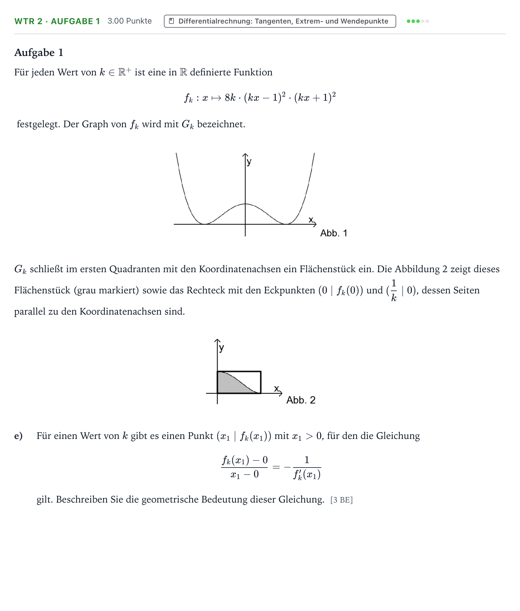 Aufgabenstellung: Aufgabe WTR 2 · Aufgabe 1 - Differentialrechnung · Abitur NRW Mathematik LK · Teil B · Analysis (WTR) 2019