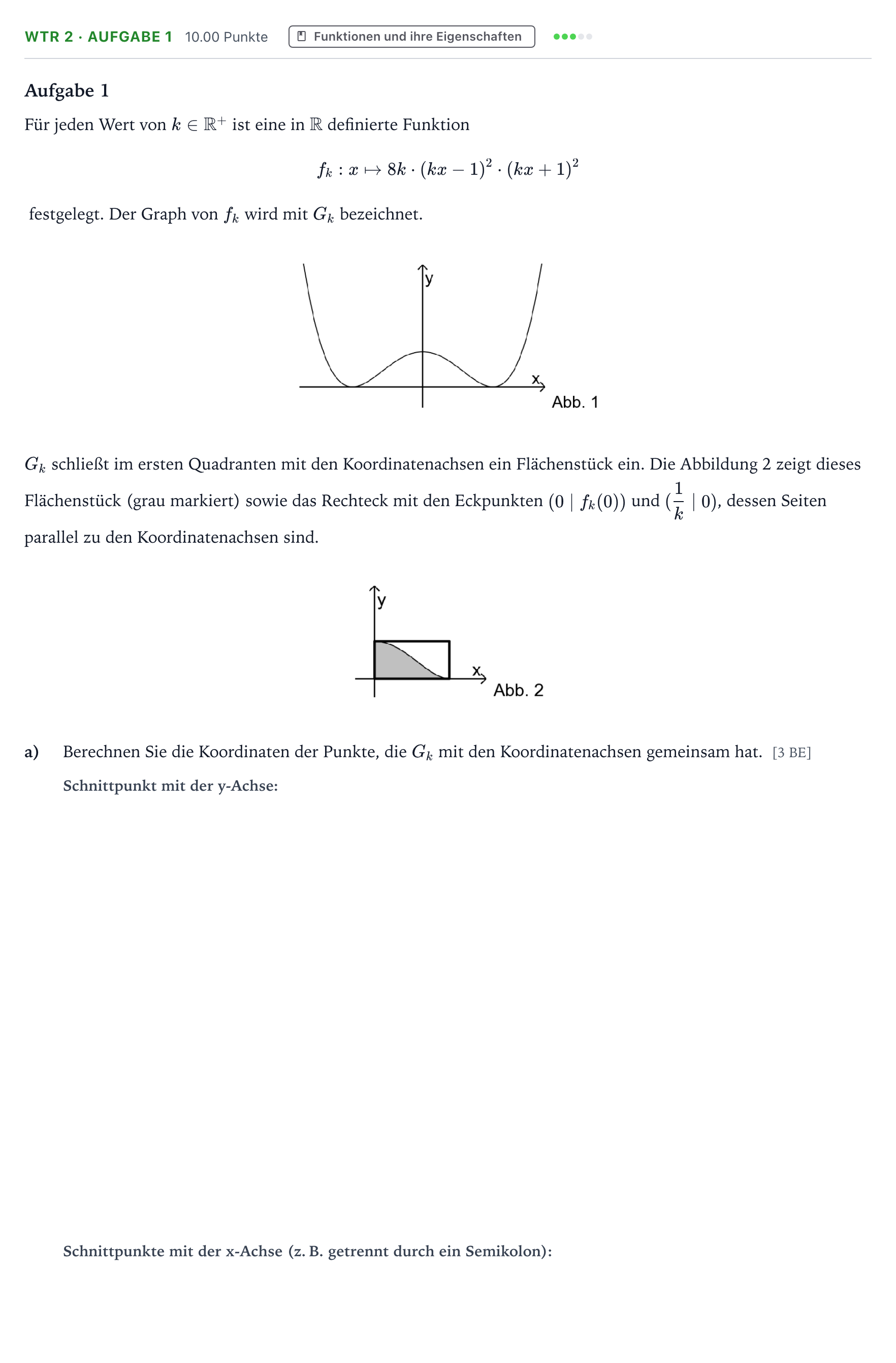 Aufgabenstellung: Aufgabe WTR 2 · Aufgabe 1 - Funktionen und ihre Eigenscha… · Abitur NRW Mathematik LK · Teil B · Analysis (WTR) 2019