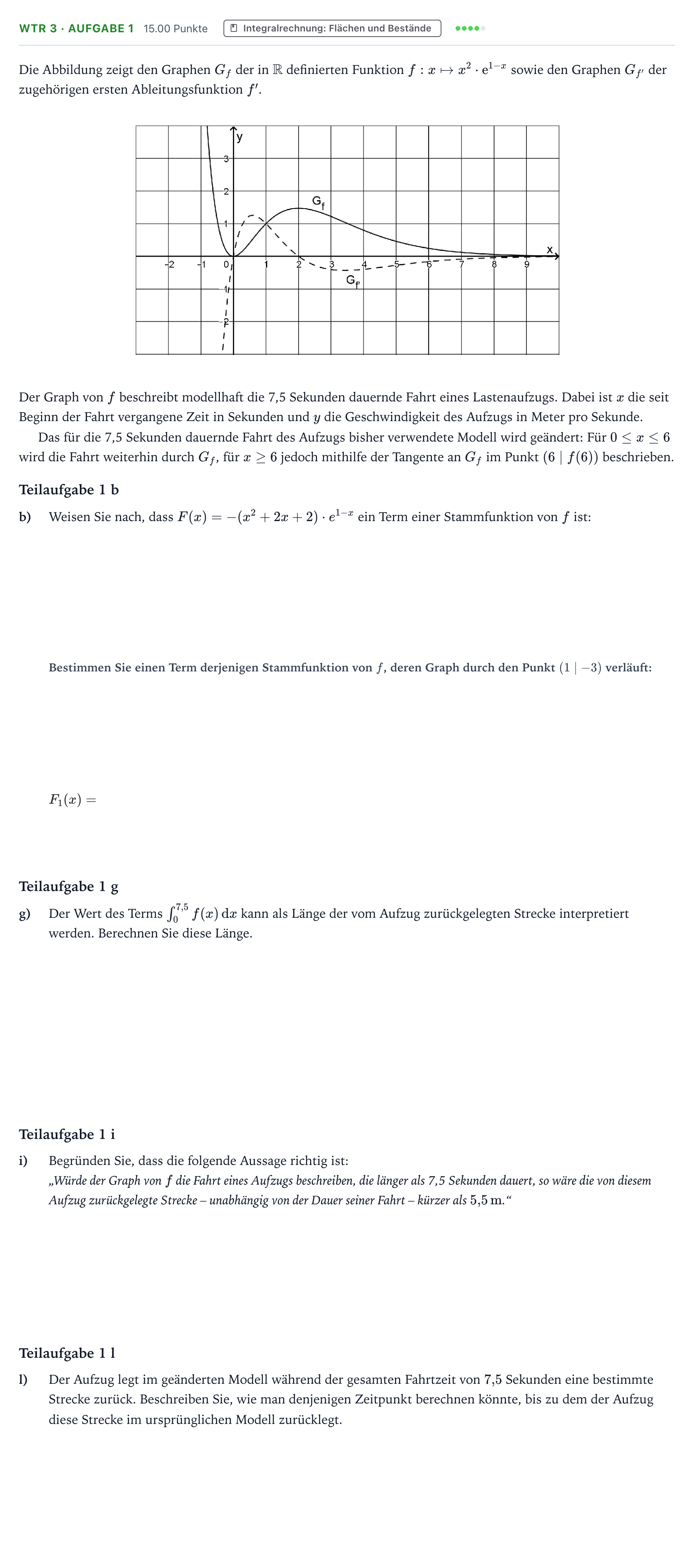 Aufgabenstellung: Aufgabe WTR 3 · Aufgabe 1 - Integralrechnung · Abitur NRW Mathematik LK · Teil B · Analysis (WTR) 2019