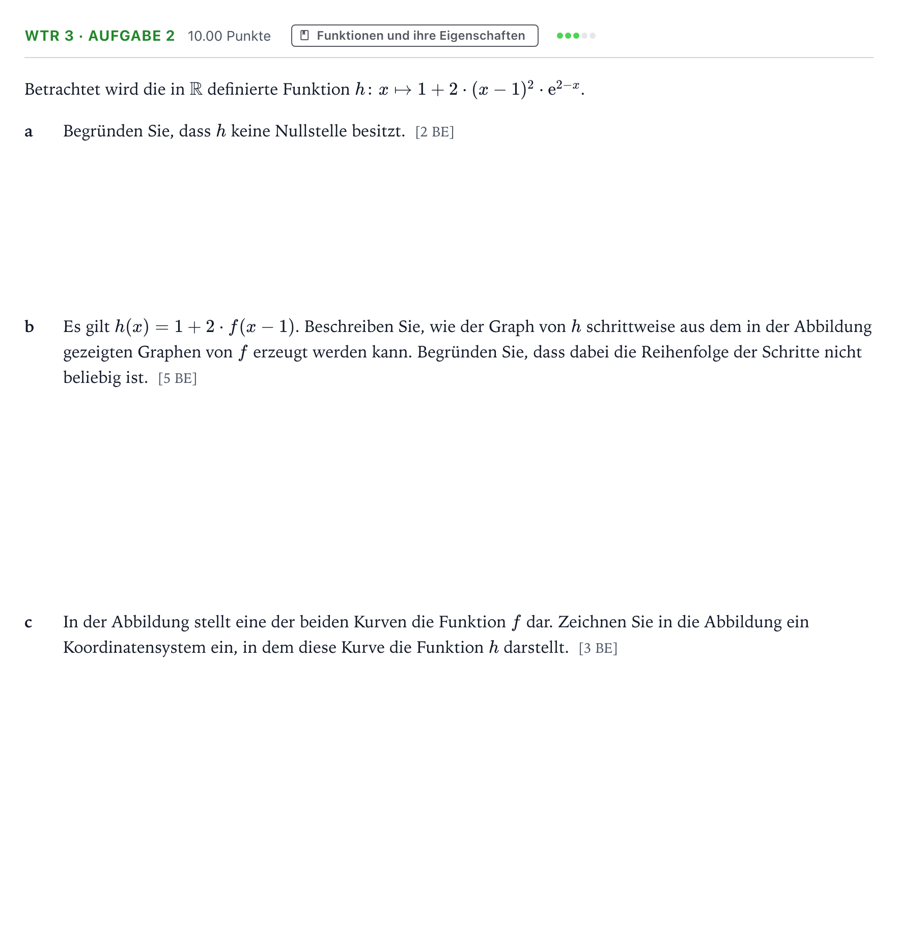 Aufgabenstellung: Aufgabe WTR 3 · Aufgabe 2 - Funktionen und ihre Eigenscha… · Abitur NRW Mathematik LK · Teil B · Analysis (WTR) 2019