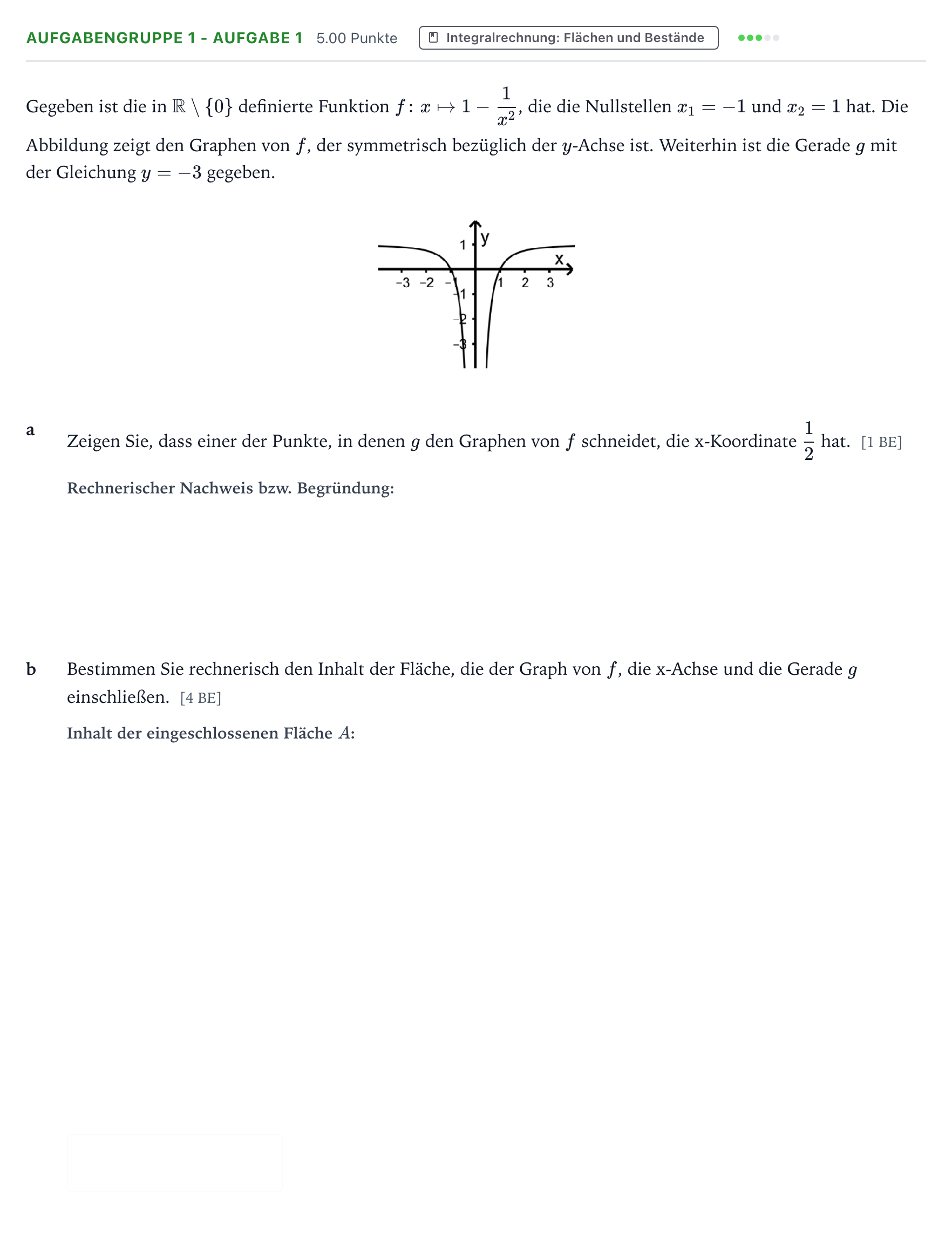 Aufgabenstellung: Aufgabengruppe 1 - Aufgabe 1 · Abitur NRW Mathematik LK · Teil A · Analysis 2019