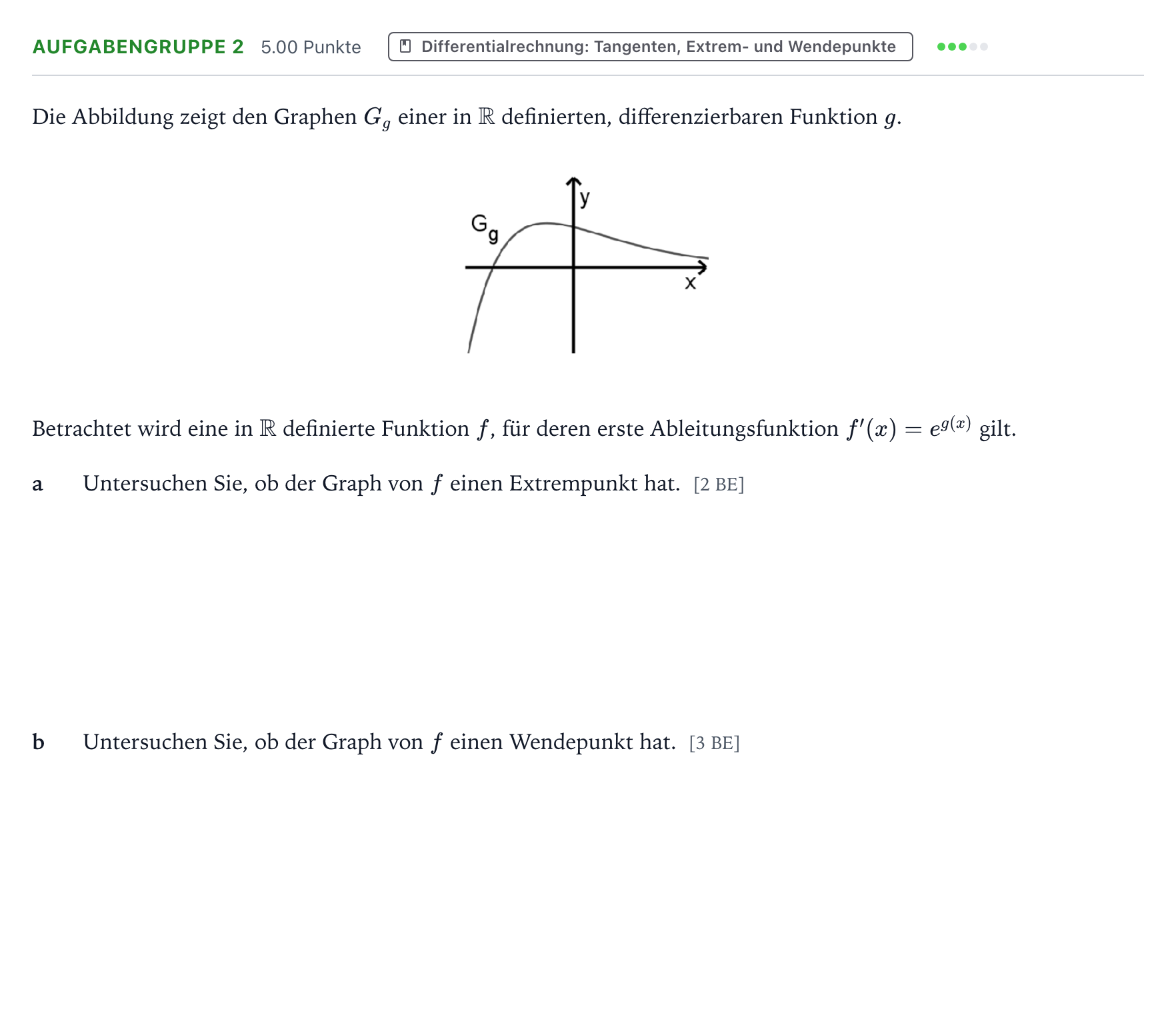 Aufgabenstellung: Aufgabengruppe 2 · Abitur NRW Mathematik LK · Teil A · Analysis 2019