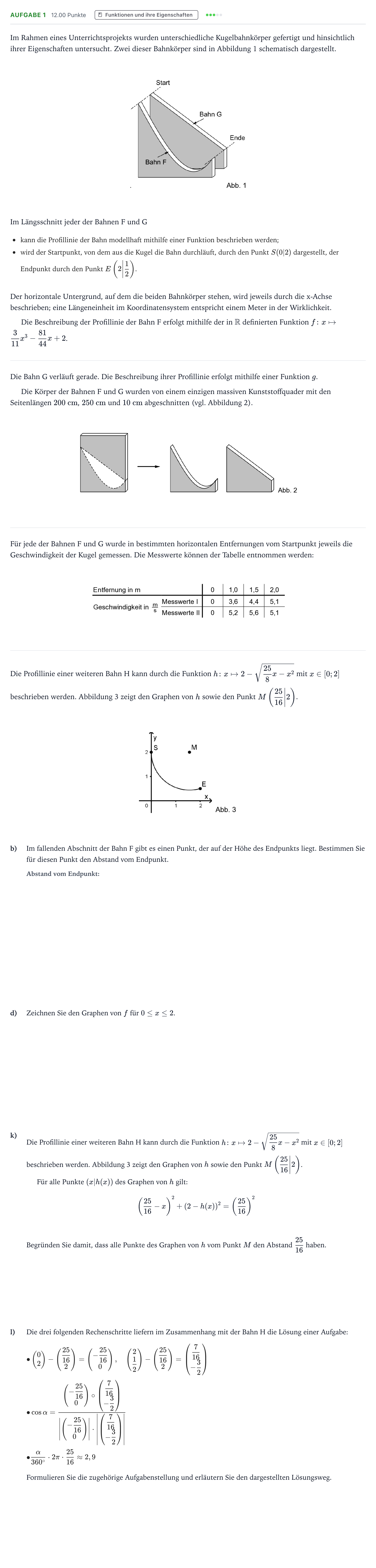 Aufgabenstellung: Aufgabe 1 - Funktionen und ihre Eigenschaften · Abitur NRW Mathematik GK · Teil B · Analysis (CAS) 2019