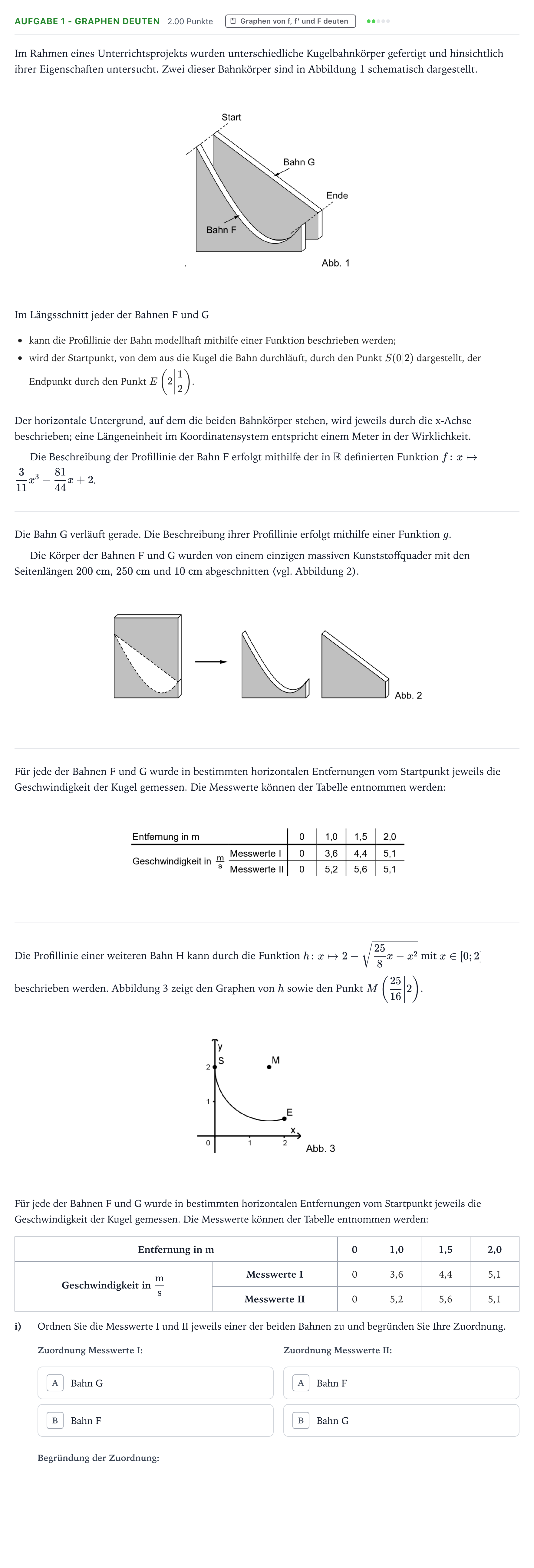 Aufgabenstellung: Aufgabe 1 - Graphen deuten · Abitur NRW Mathematik GK · Teil B · Analysis (CAS) 2019