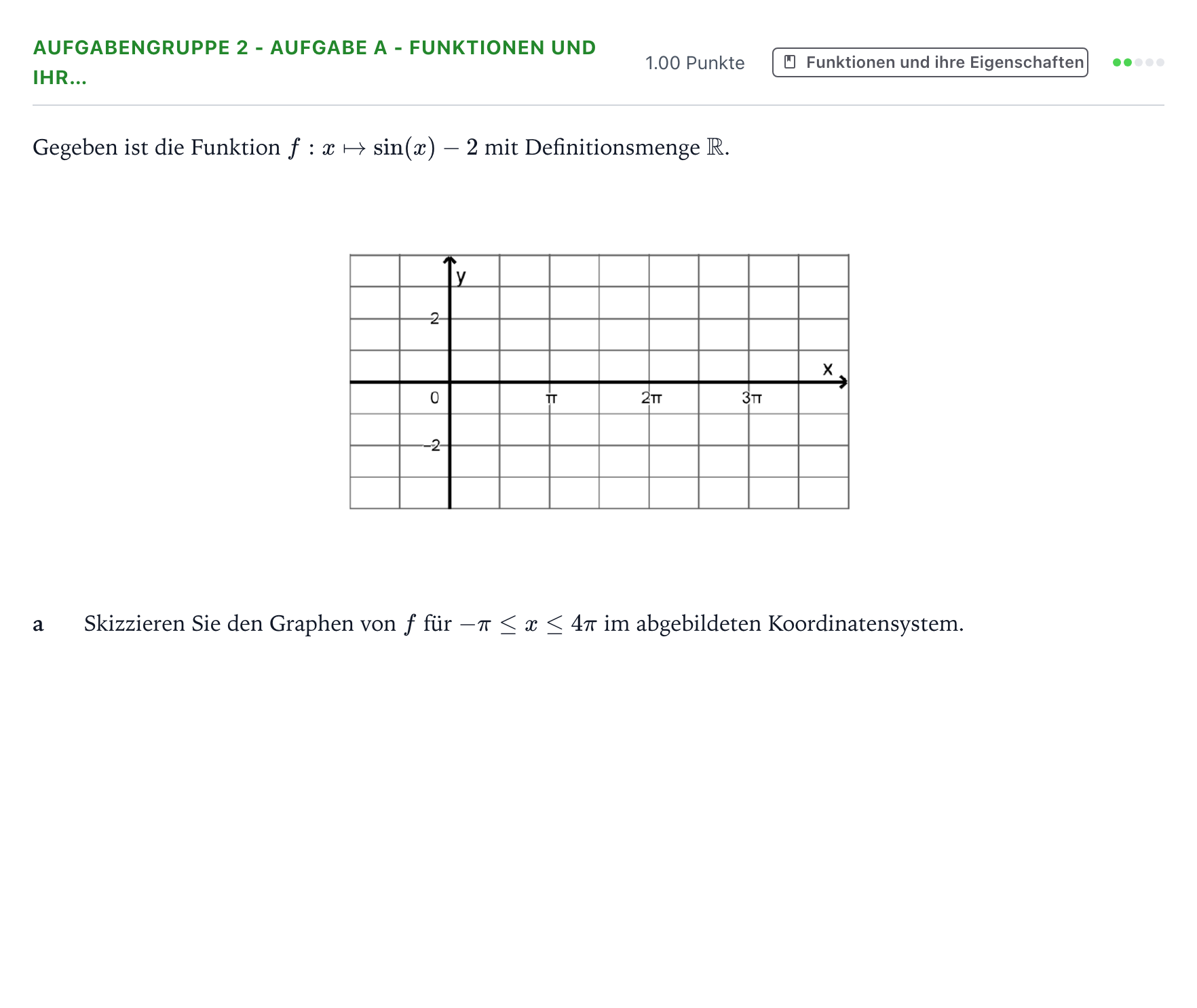 Aufgabenstellung: Aufgabengruppe 2 - Aufgabe a - Funktionen und ihr… · Abitur NRW Mathematik GK · Teil A · Analysis 2019