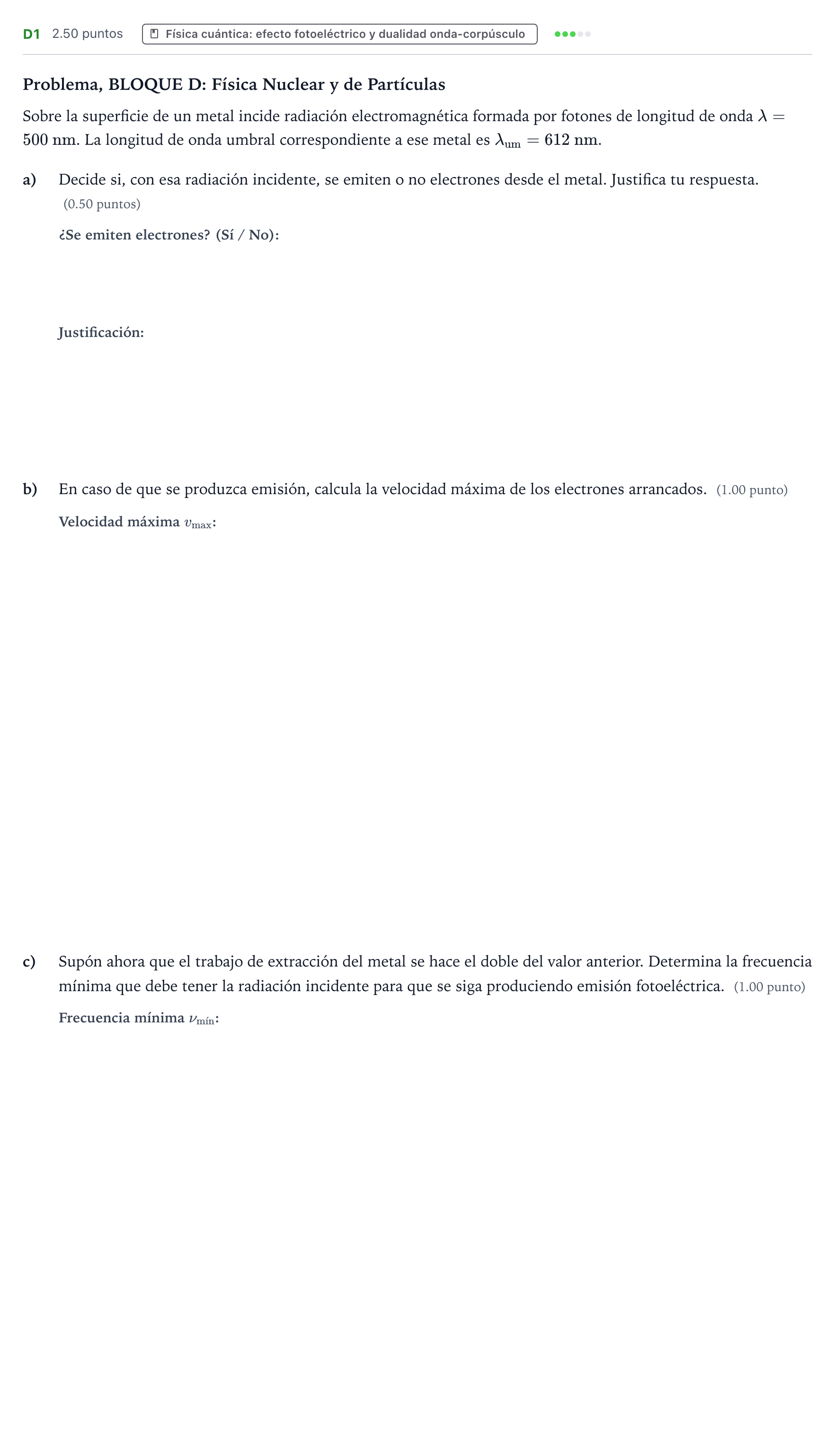 Enunciado: Ejercicio D1 · Física PAU País Vasco Extraordinaria 2026