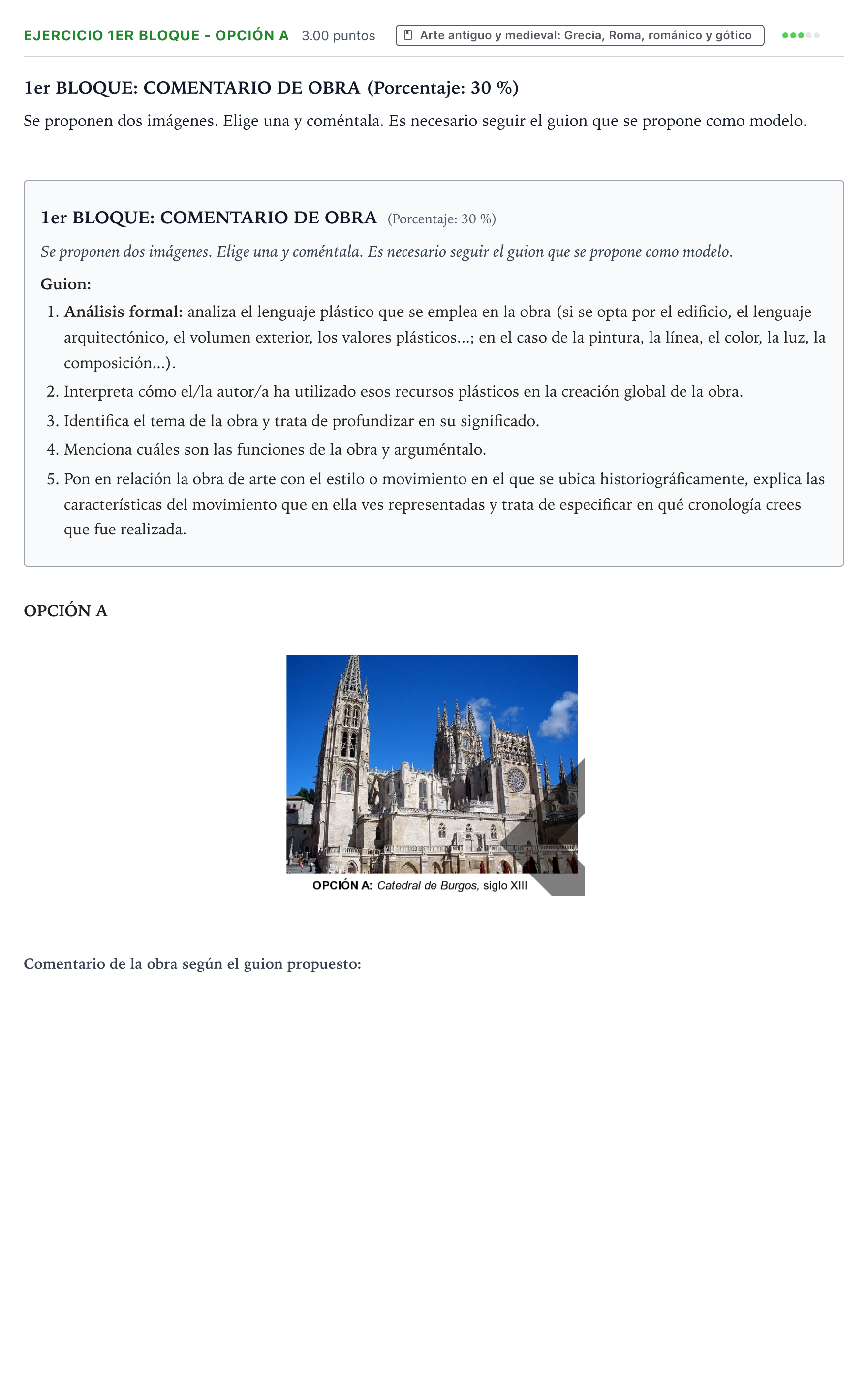 Enunciado: Ejercicio 1er Bloque - Opción A · Fundamentos Artísticos PAU País Vasco Extraordinaria 2026