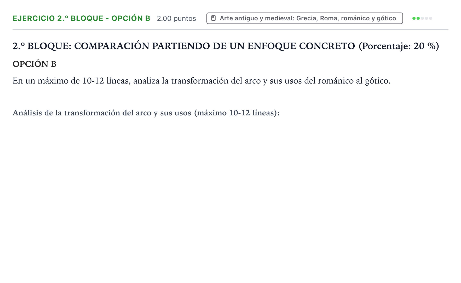 Enunciado: Ejercicio 2.º Bloque - Opción B · Fundamentos Artísticos PAU País Vasco Extraordinaria 2026