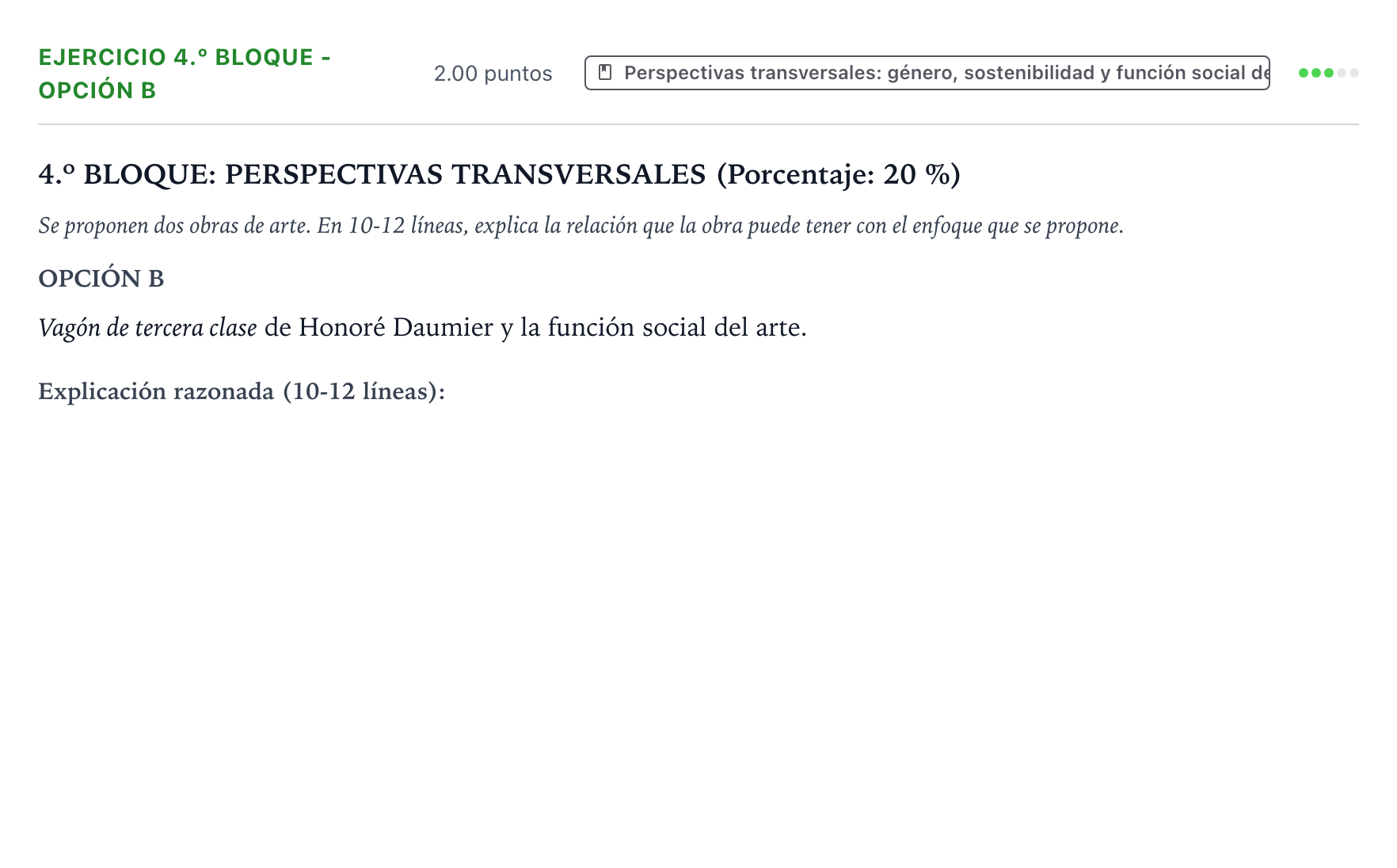 Enunciado: Ejercicio 4.º Bloque - Opción B · Fundamentos Artísticos PAU País Vasco Extraordinaria 2026