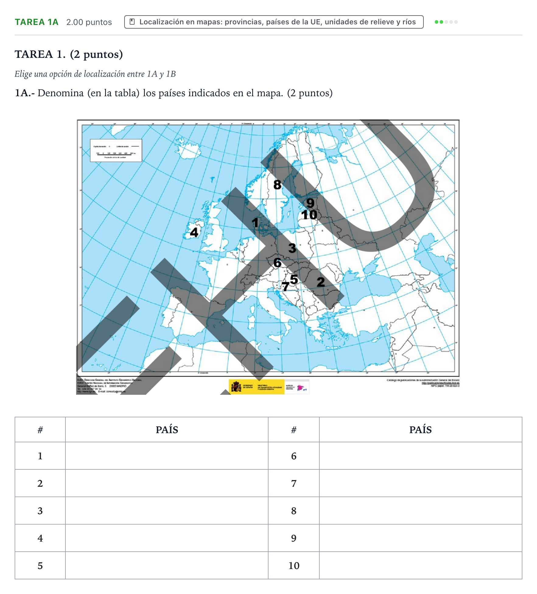 Enunciado: Tarea 1A · Geografía PAU País Vasco Extraordinaria 2026