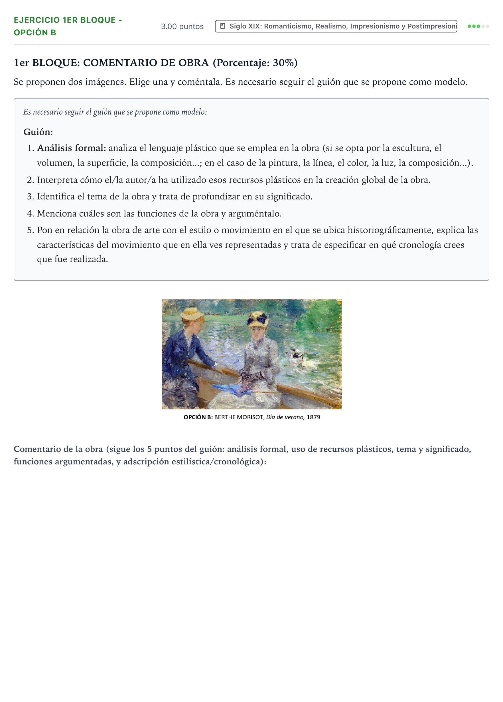 Enunciado: Ejercicio 1er Bloque - Opción B · Fundamentos Artísticos PAU País Vasco Ordinaria 2026