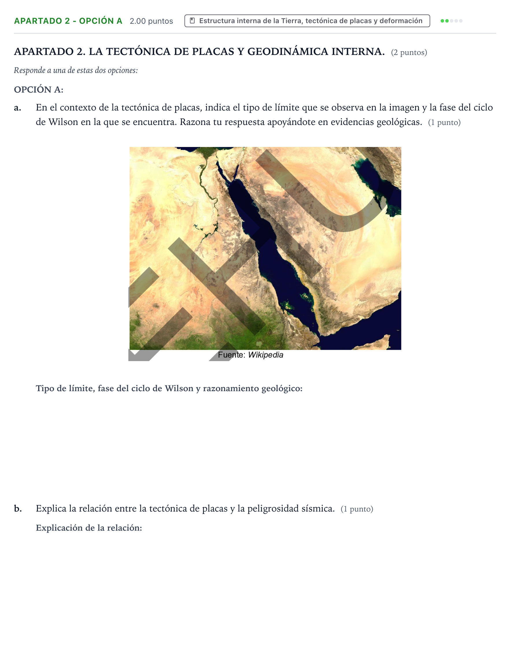 Enunciado: Apartado 2 - Opción A · Geología y Ciencias Ambientales PAU País Vasco Ordinaria 2026