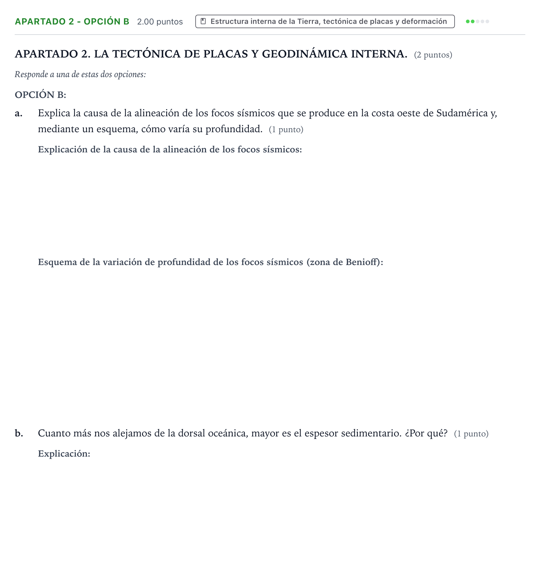 Enunciado: Apartado 2 - Opción B · Geología y Ciencias Ambientales PAU País Vasco Ordinaria 2026