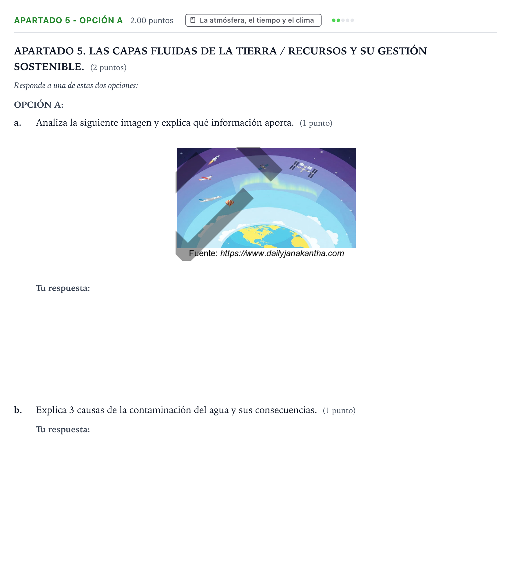 Enunciado: Apartado 5 - Opción A · Geología y Ciencias Ambientales PAU País Vasco Ordinaria 2026