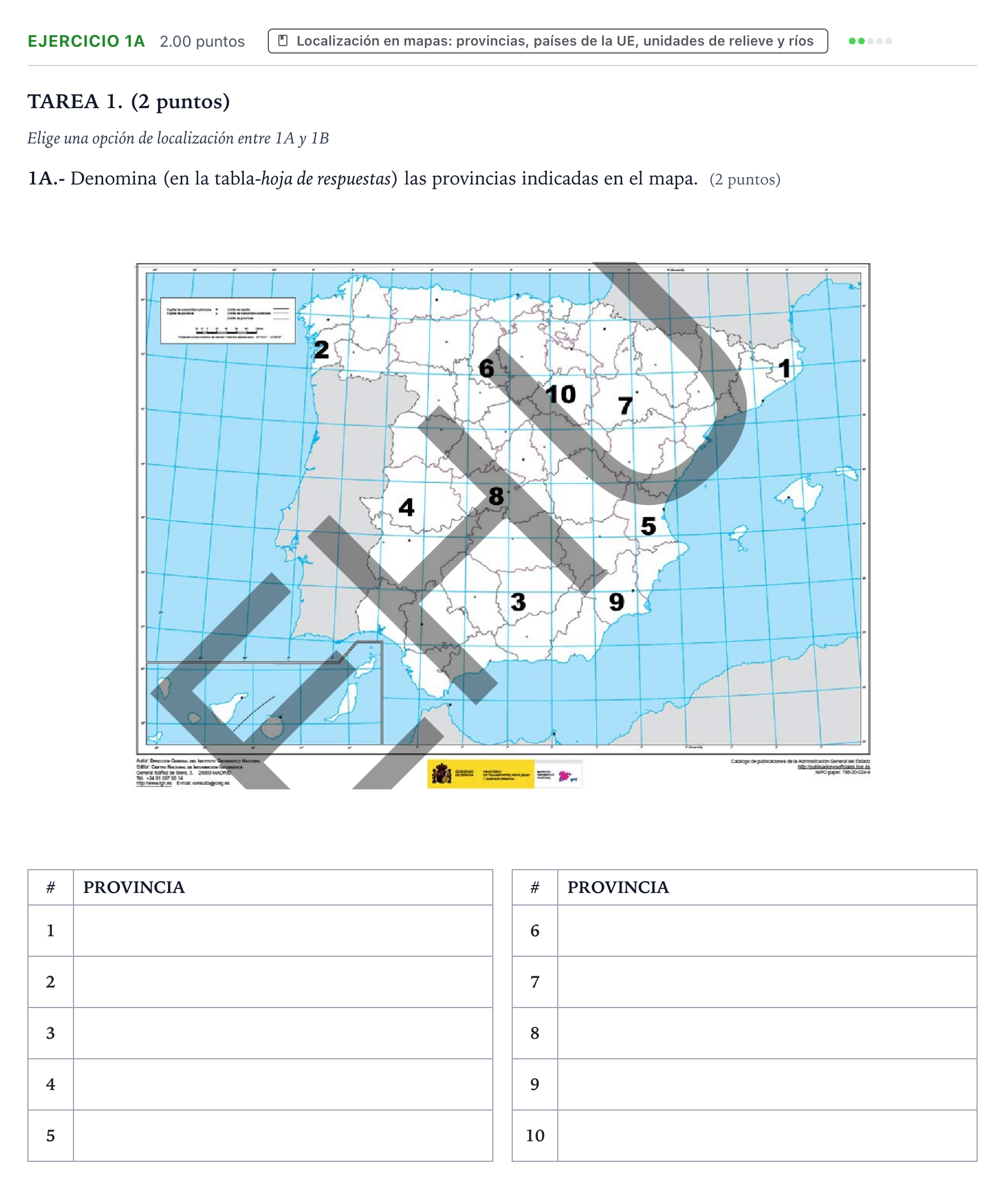 Enunciado: Ejercicio 1A · Geografía PAU País Vasco Ordinaria 2026