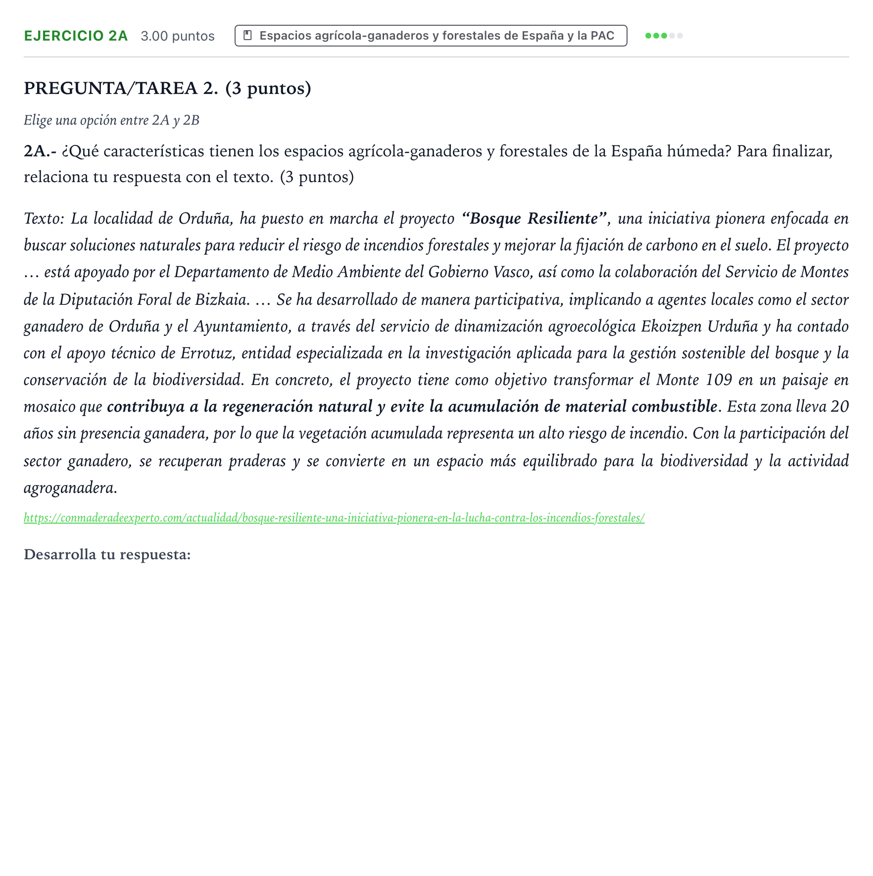 Enunciado: Ejercicio 2A · Geografía PAU País Vasco Ordinaria 2026