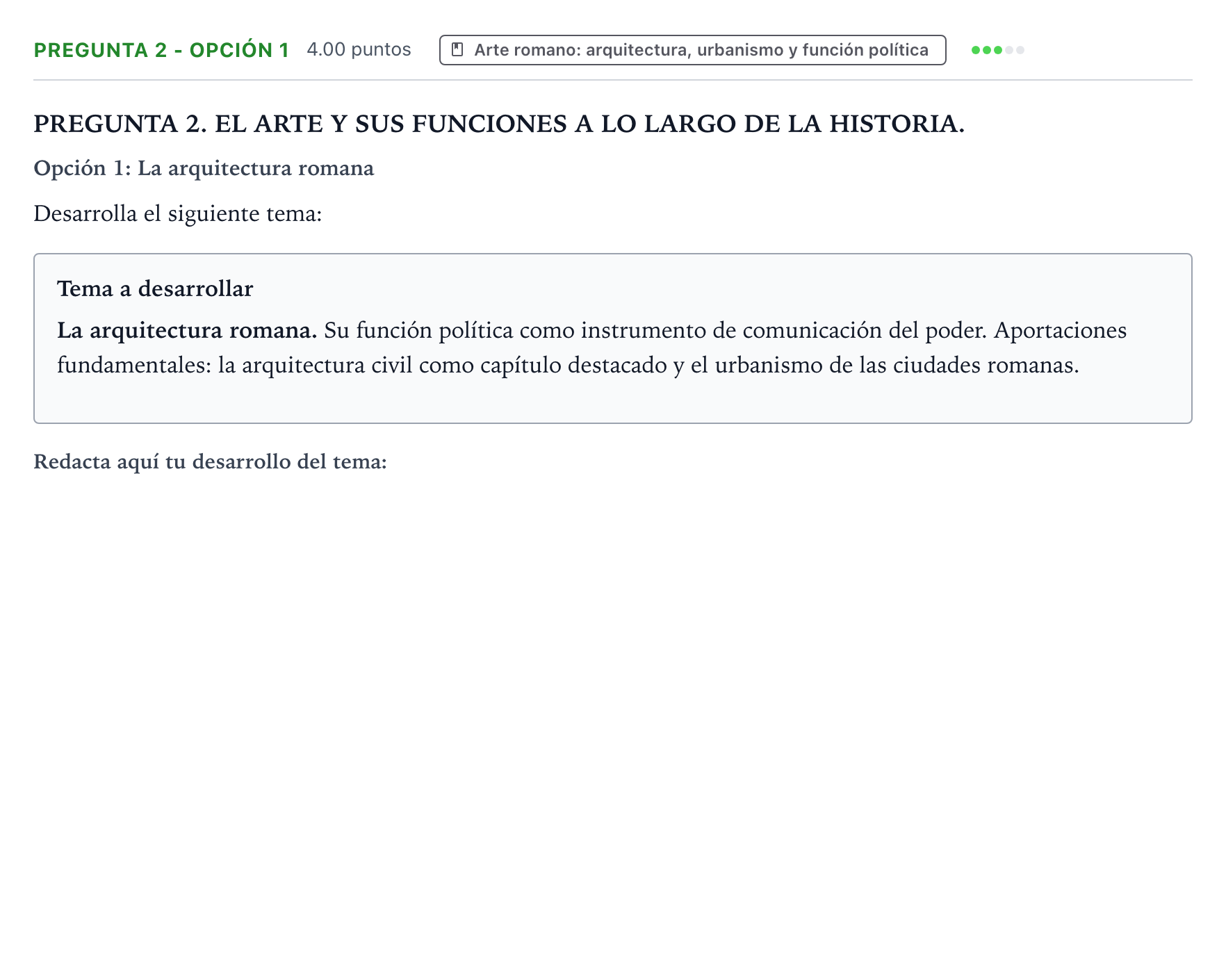 Enunciado: Pregunta 2 - Opción 1 · Historia del Arte PAU País Vasco Extraordinaria 2026