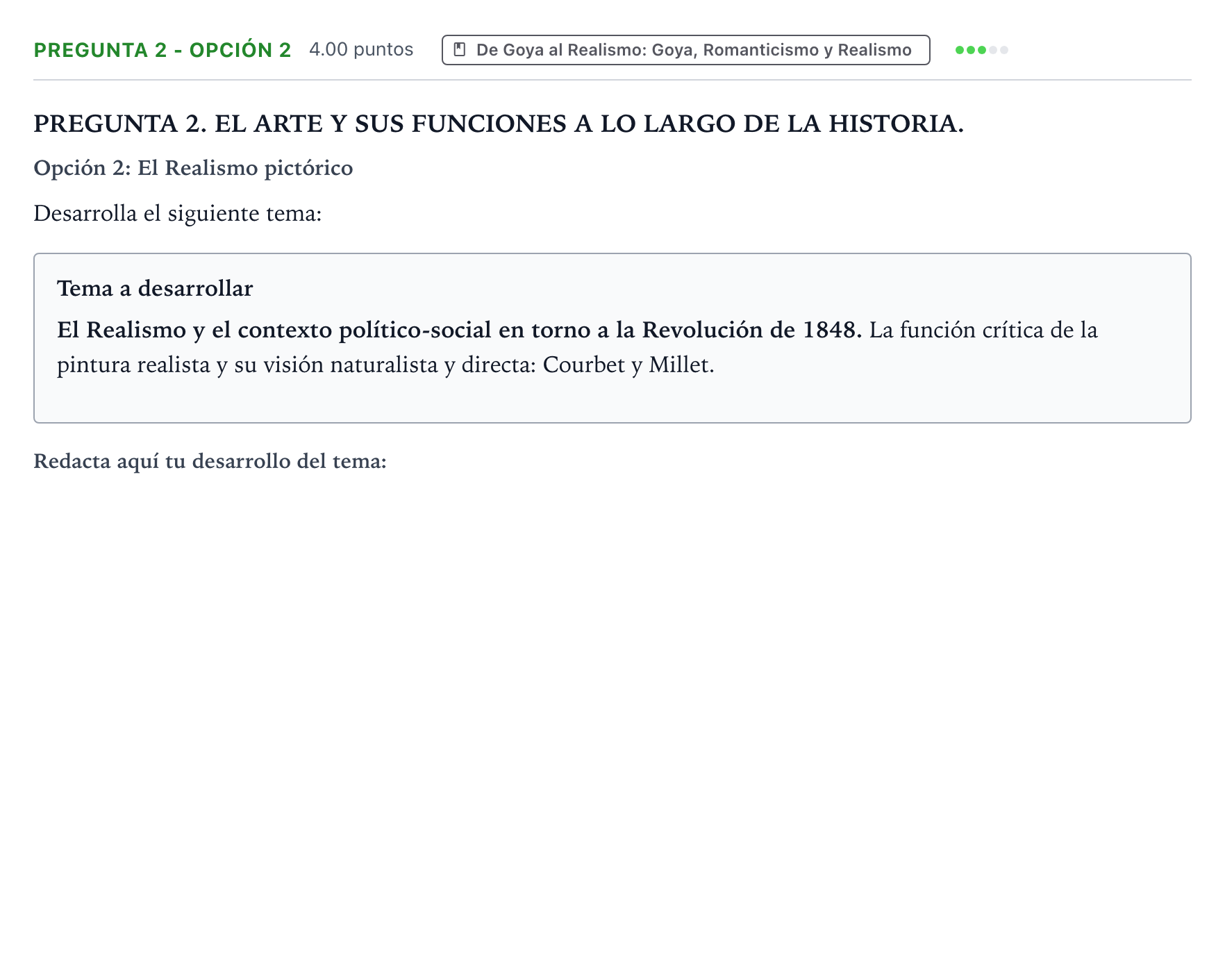 Enunciado: Pregunta 2 - Opción 2 · Historia del Arte PAU País Vasco Extraordinaria 2026